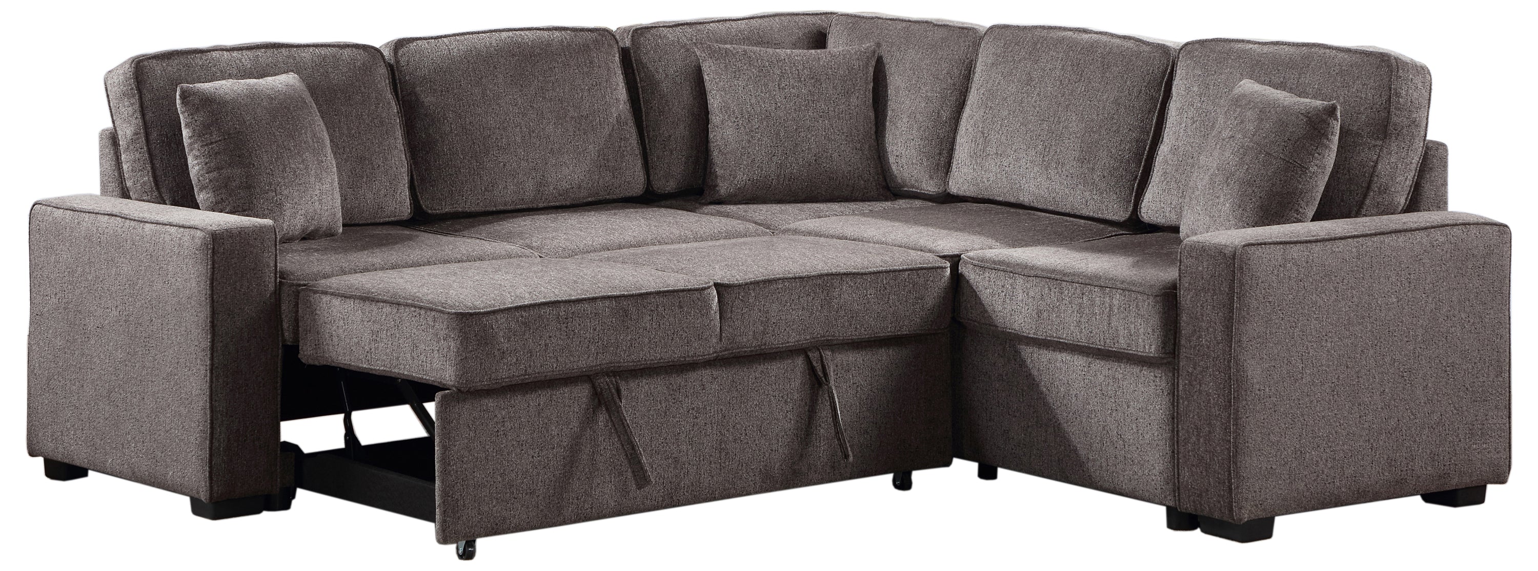 Louie Sleeper Sectional, Couch L Shape - Brown