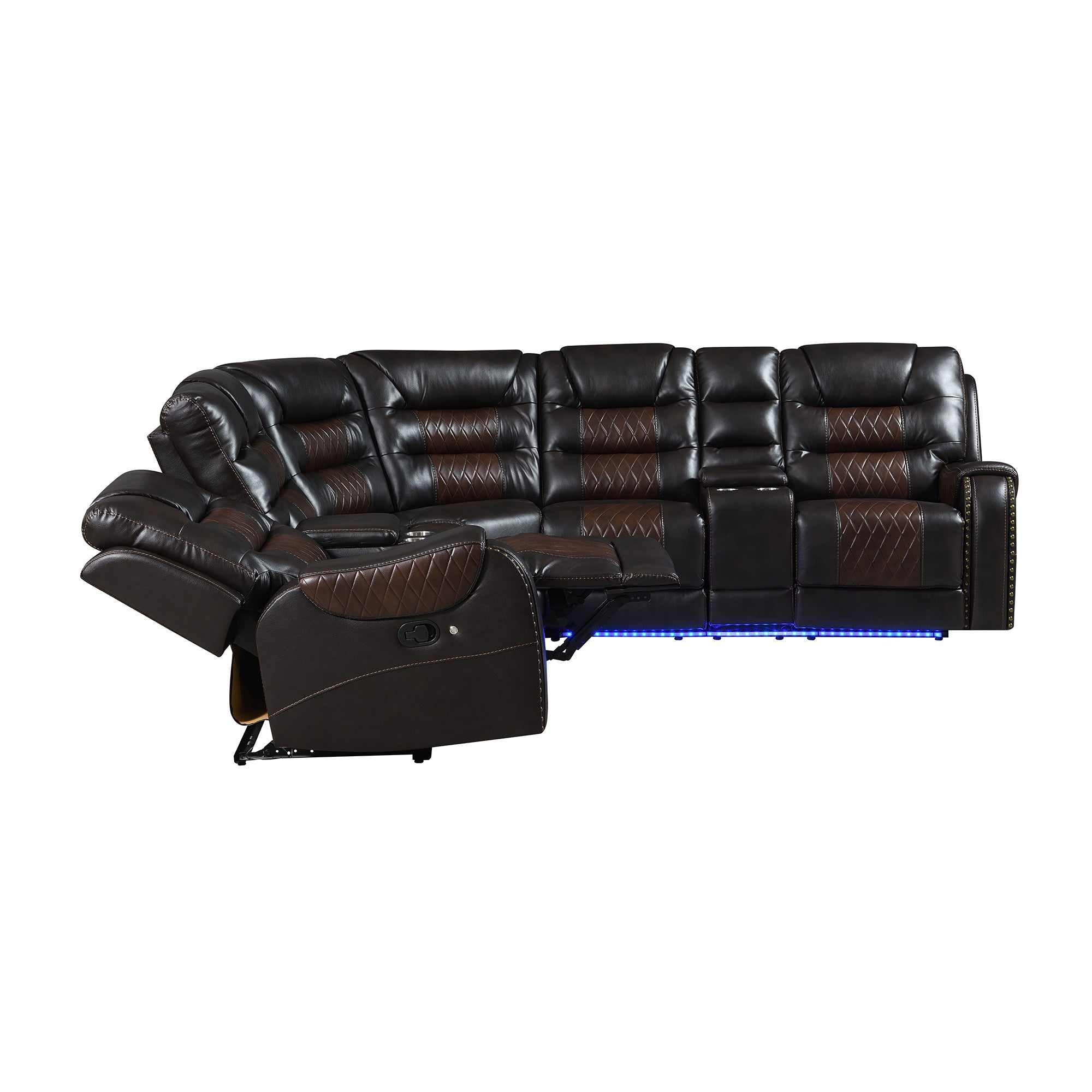 Luxury Reclining Sofa, Corner Sectional Couch Recliner, Brown