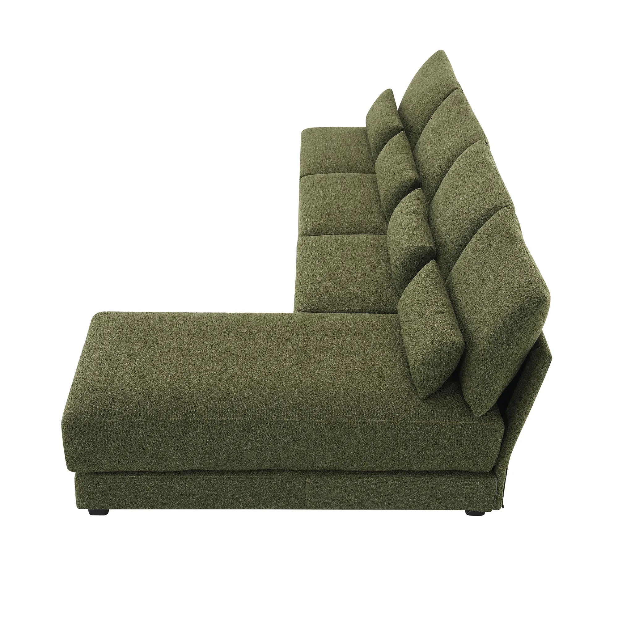 L Shape Couch, Deep Seat Sectional Sofa with Reversible Chaise, Green