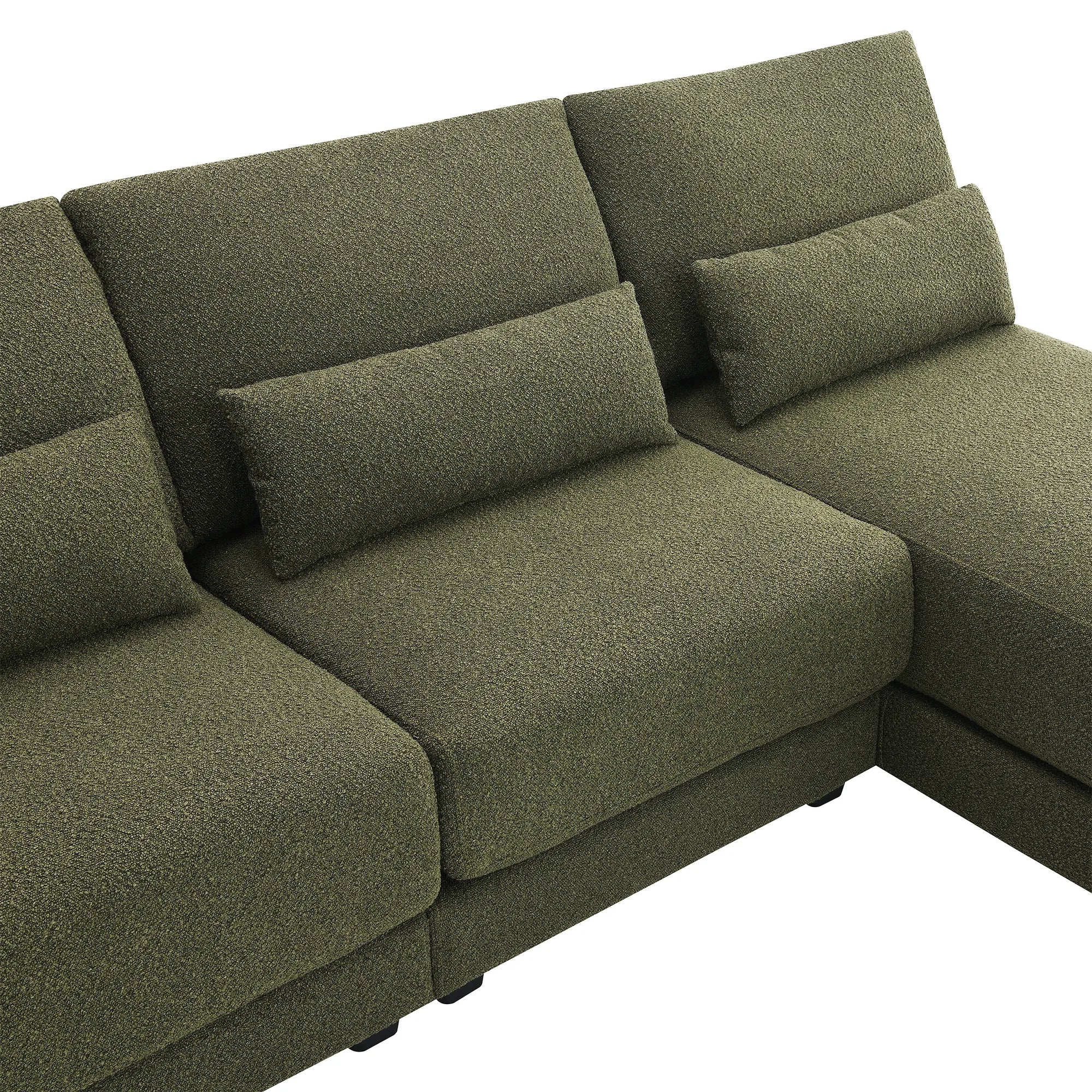 L Shape Couch, Deep Seat Sectional Sofa with Reversible Chaise, Green