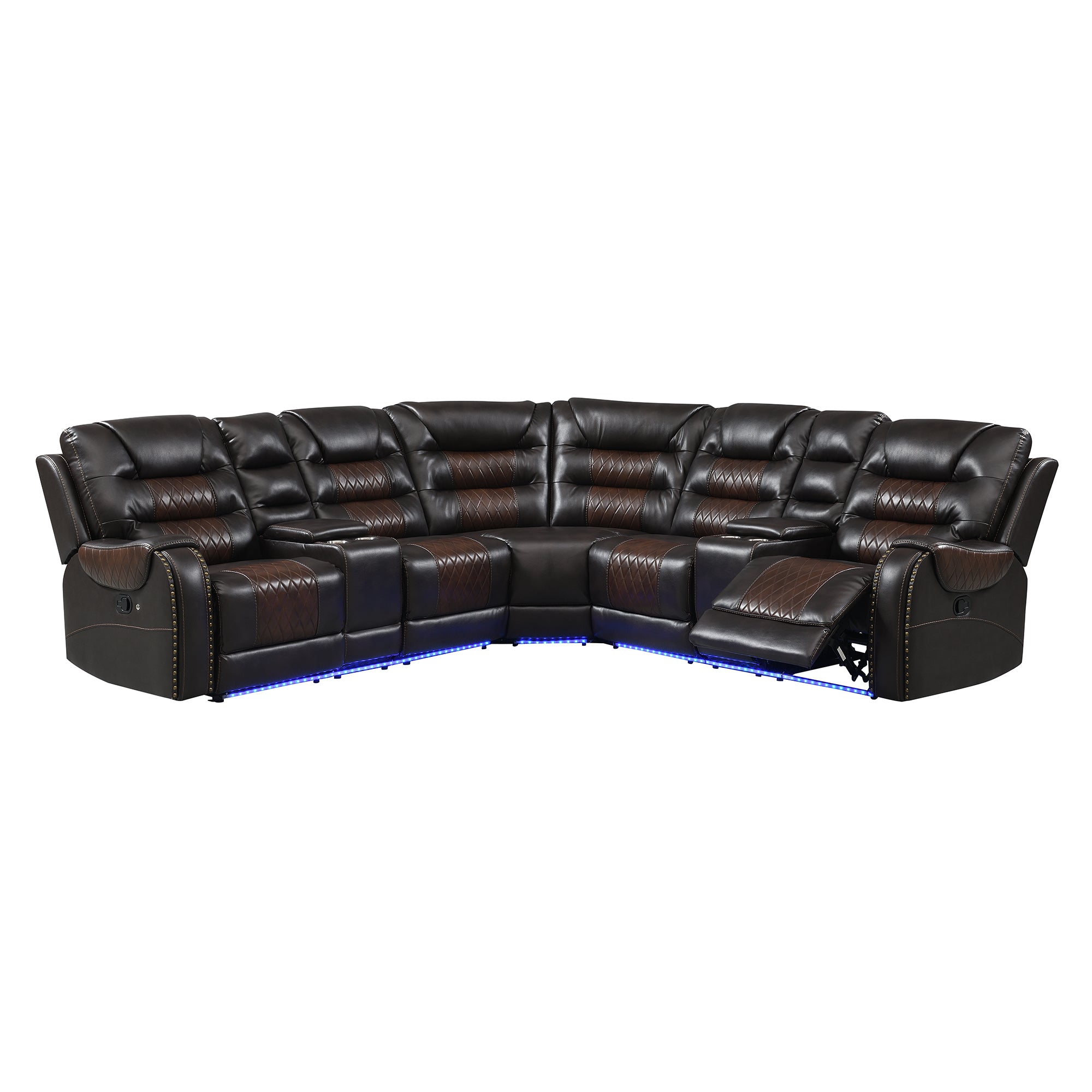 Luxury Reclining Sofa, Corner Sectional Couch Recliner, Brown