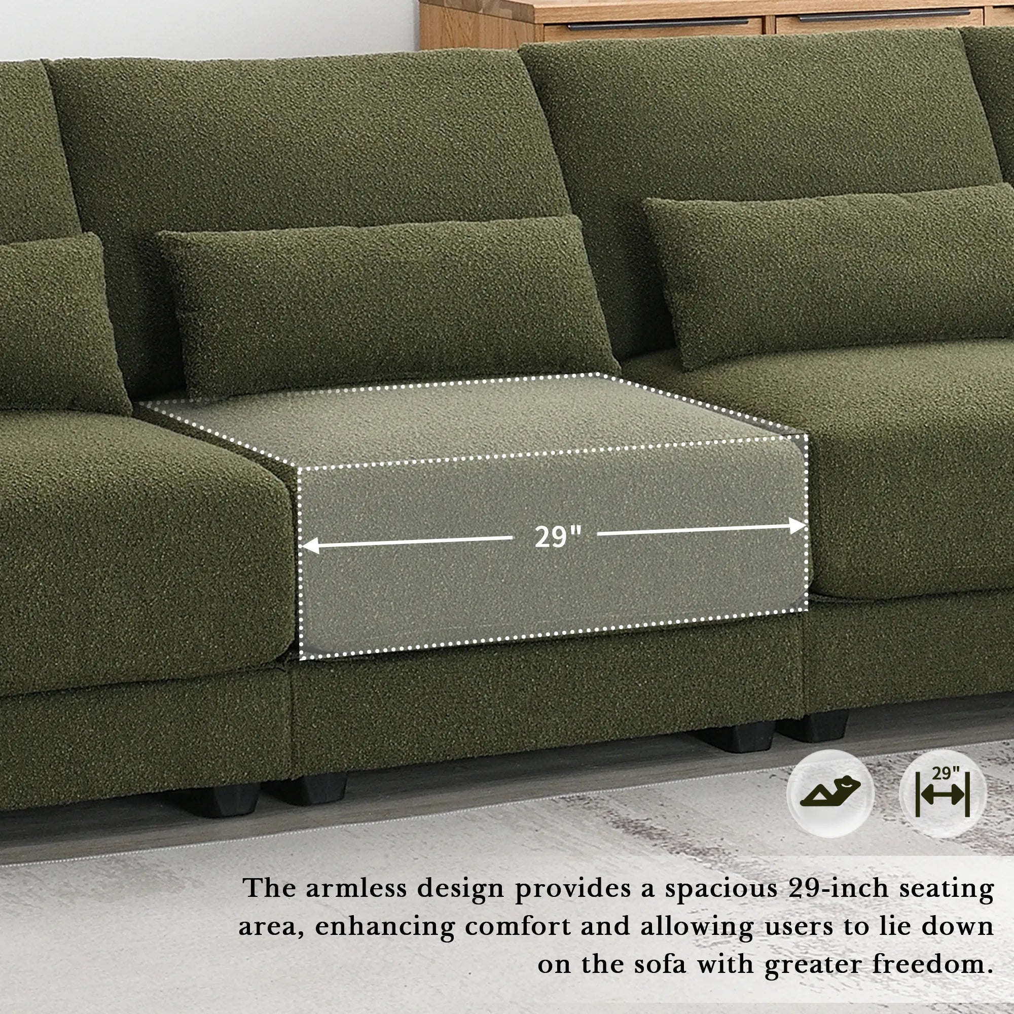 L Shape Couch, Deep Seat Sectional Sofa with Reversible Chaise, Green