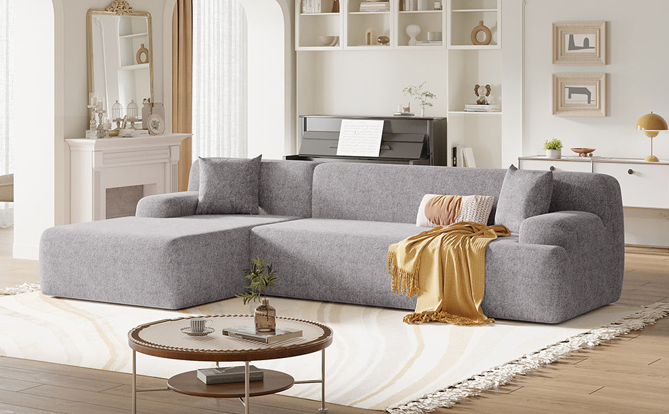 Modular Couch, L-Shaped Sofa with Chaise, Grey