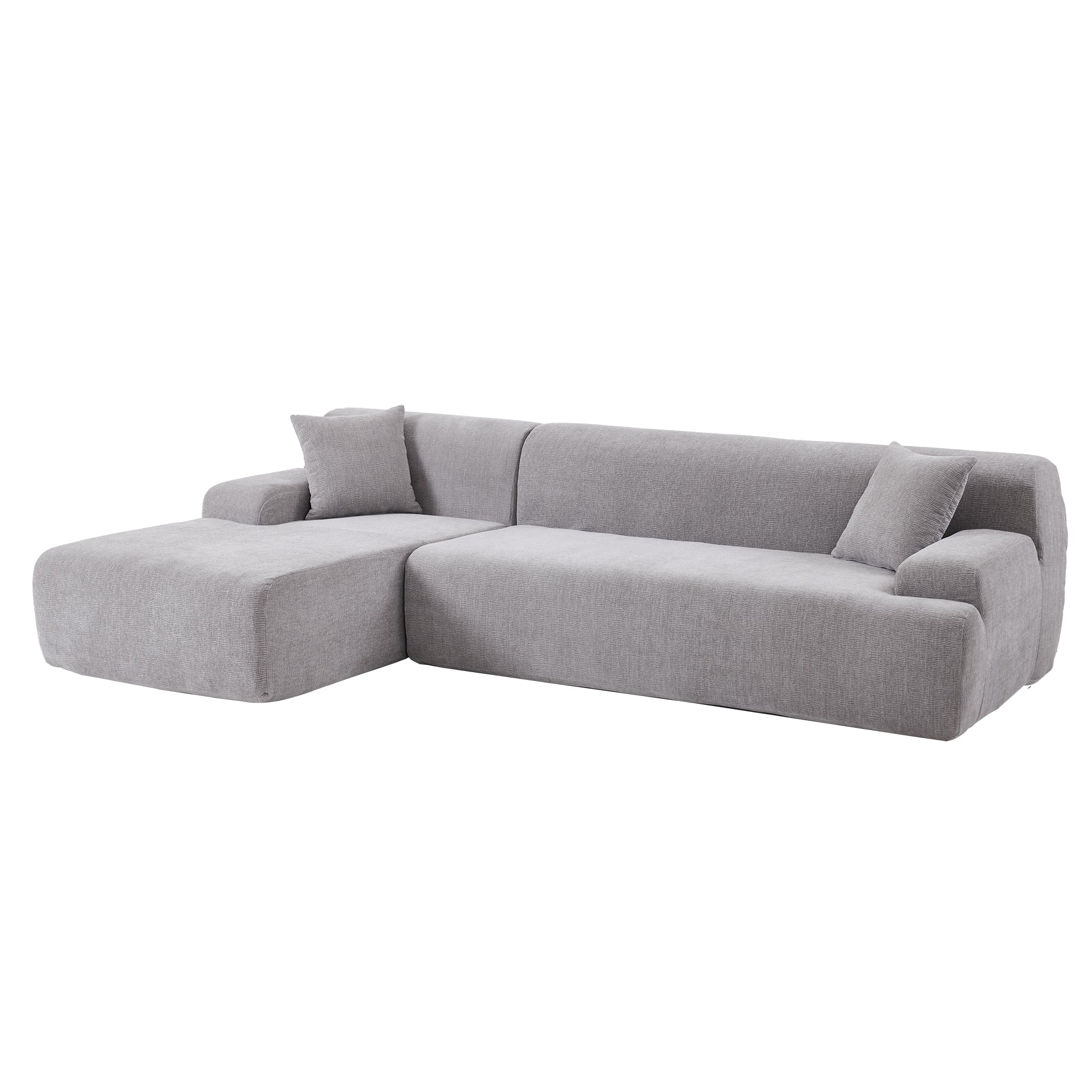 Modular Couch, L-Shaped Sofa with Chaise, Grey
