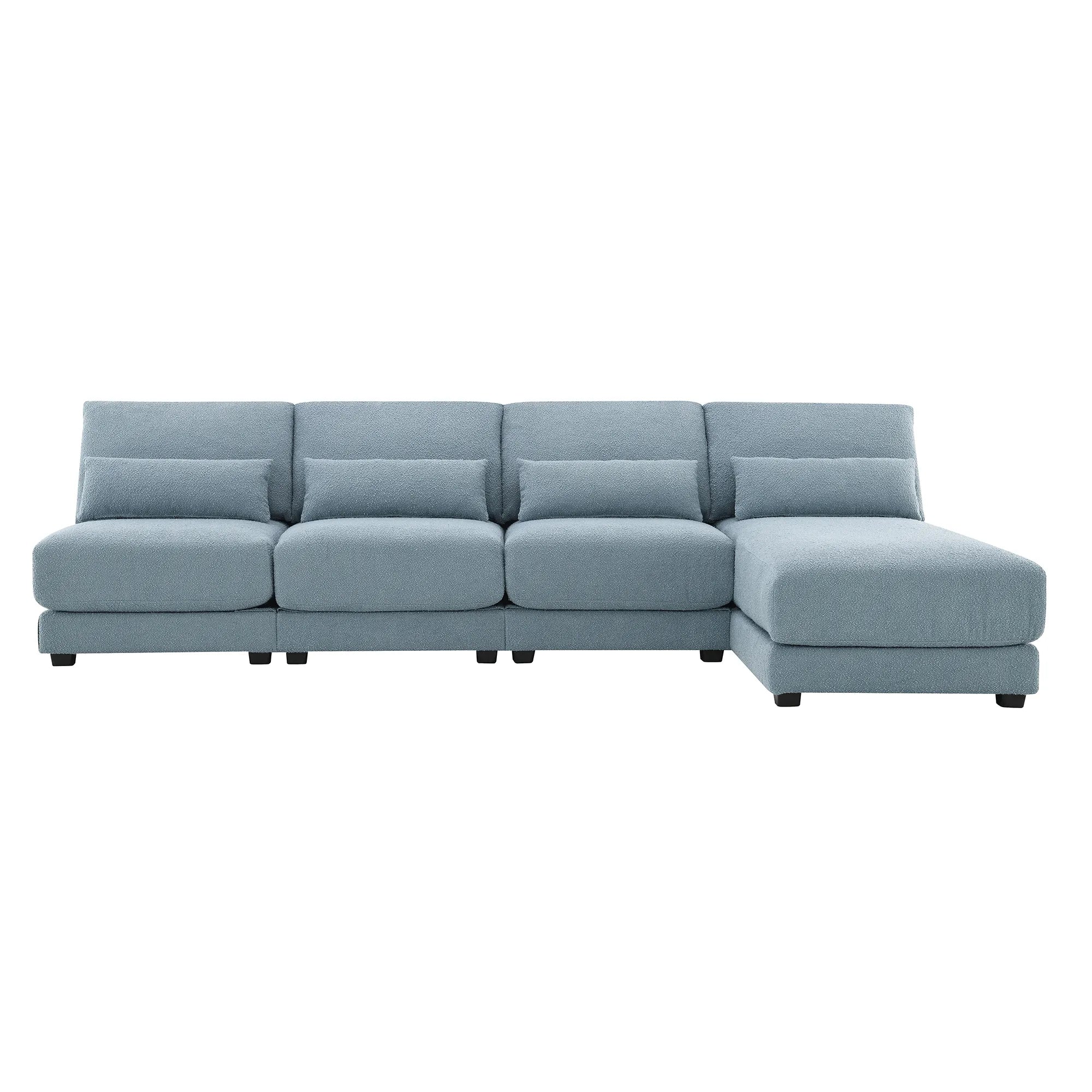 L Shape Couch, Deep Seat Sectional Sofa with Reversible Chaise, Blue