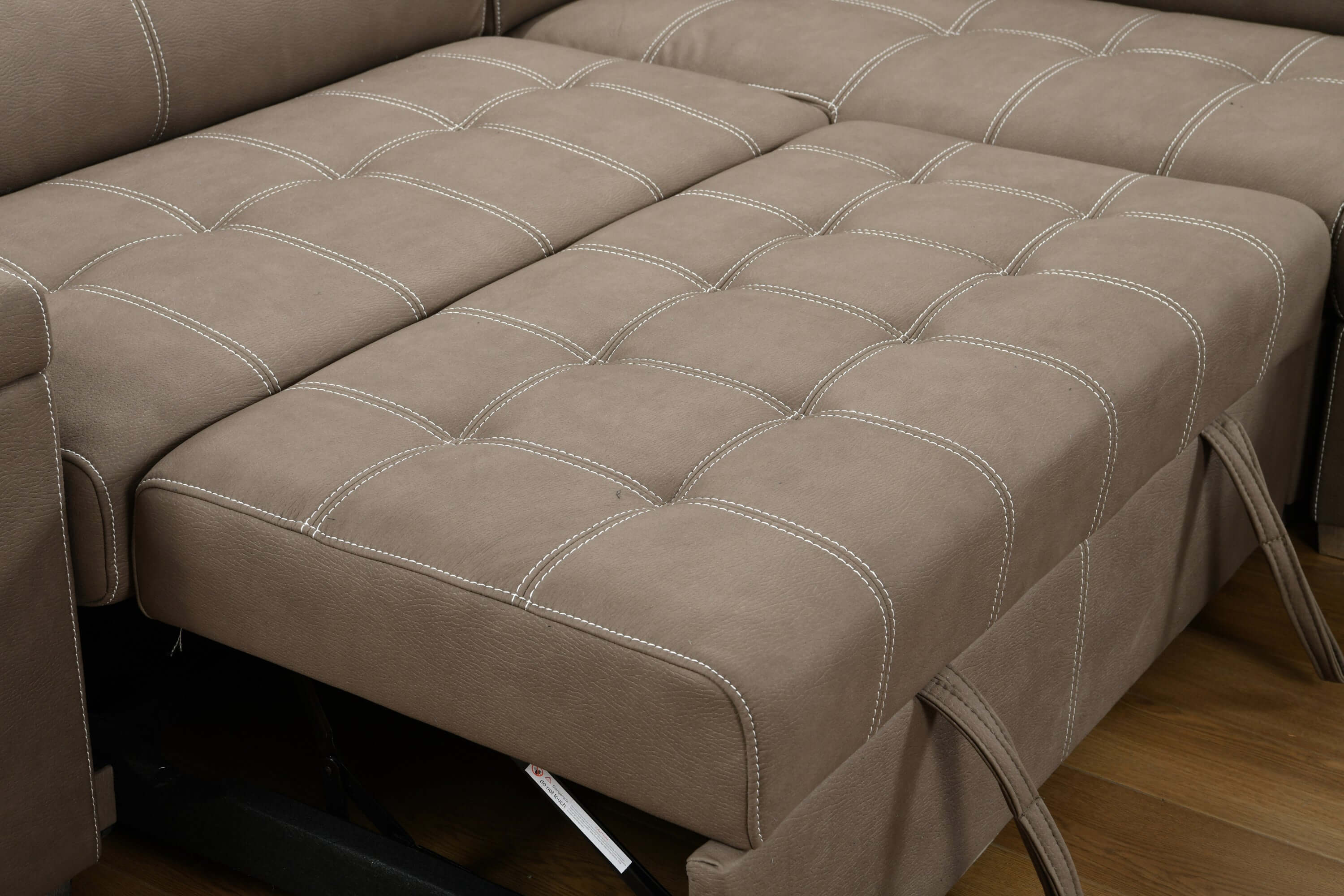Louie L-Shaped Sofa Bed, Convertible Couch Pullout with Storage Chaise and Adjustable Headrest - Brown