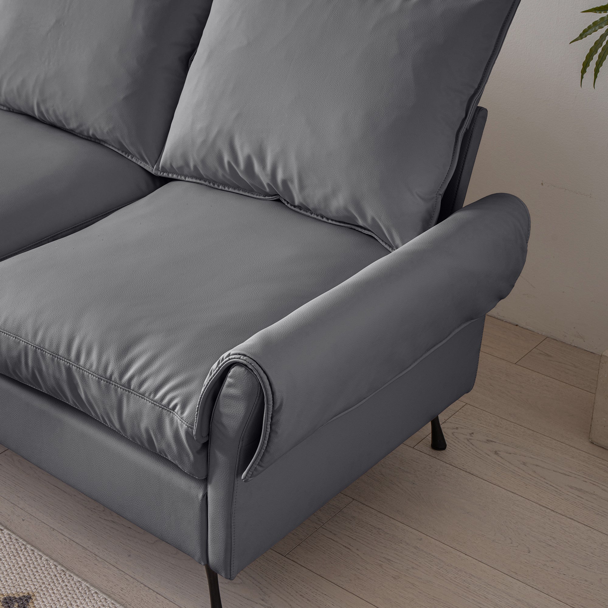 Louie Couch L-Shape, Sofa With Chaise Lounge - Gray