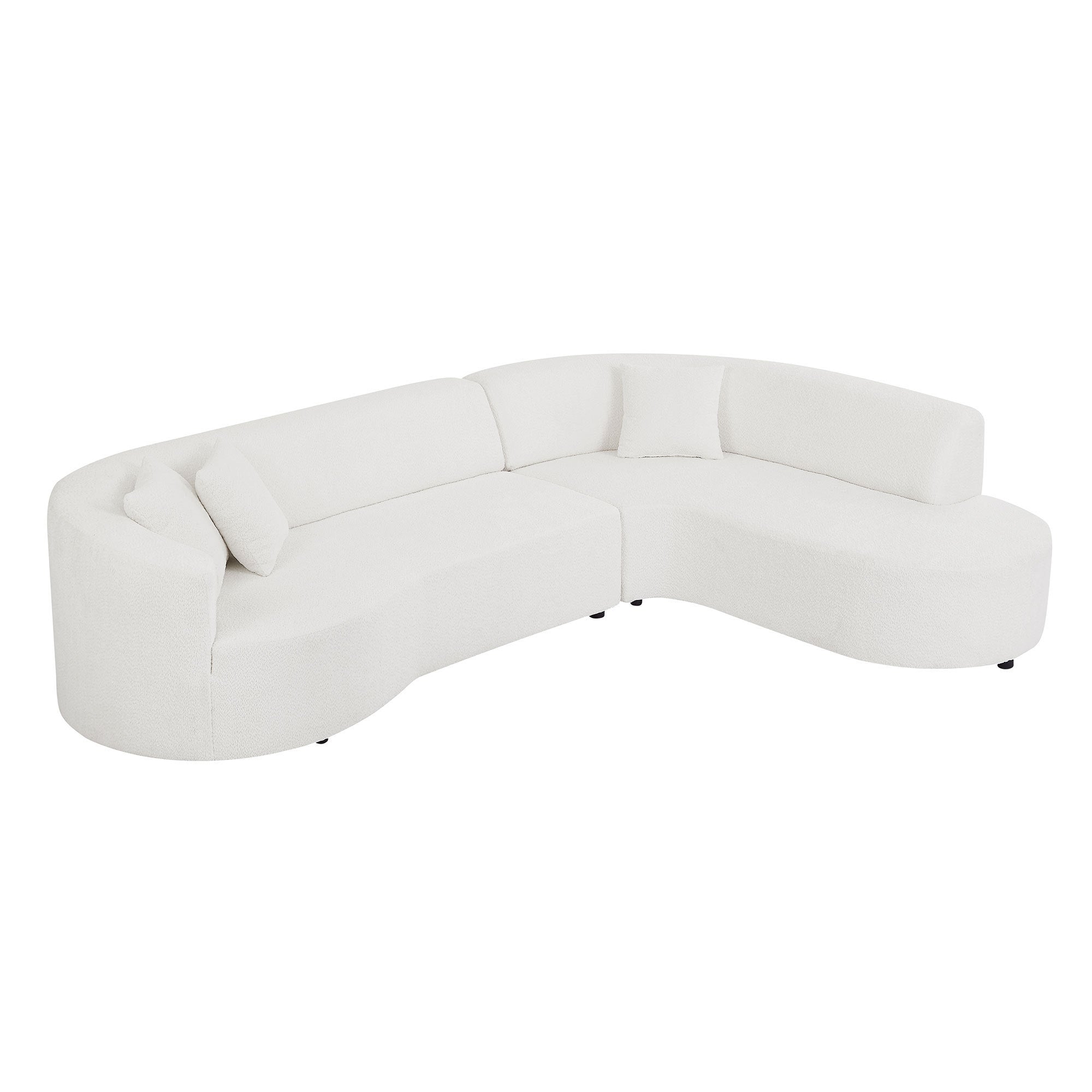 Luxury Curved Sofa, White Sectional Couch with Chaise