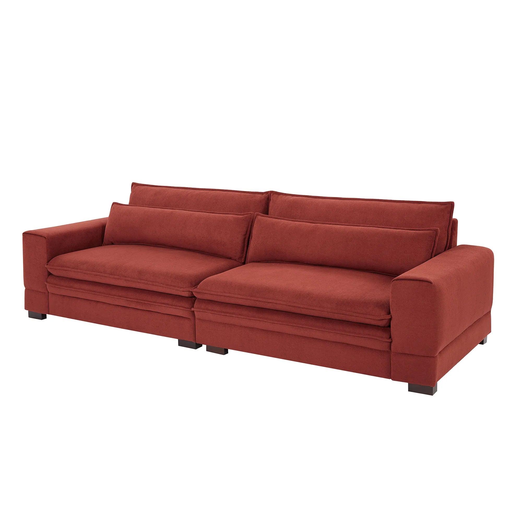 Oversized 3 Seater Deep Sofa, Pillow Top Couch, Red
