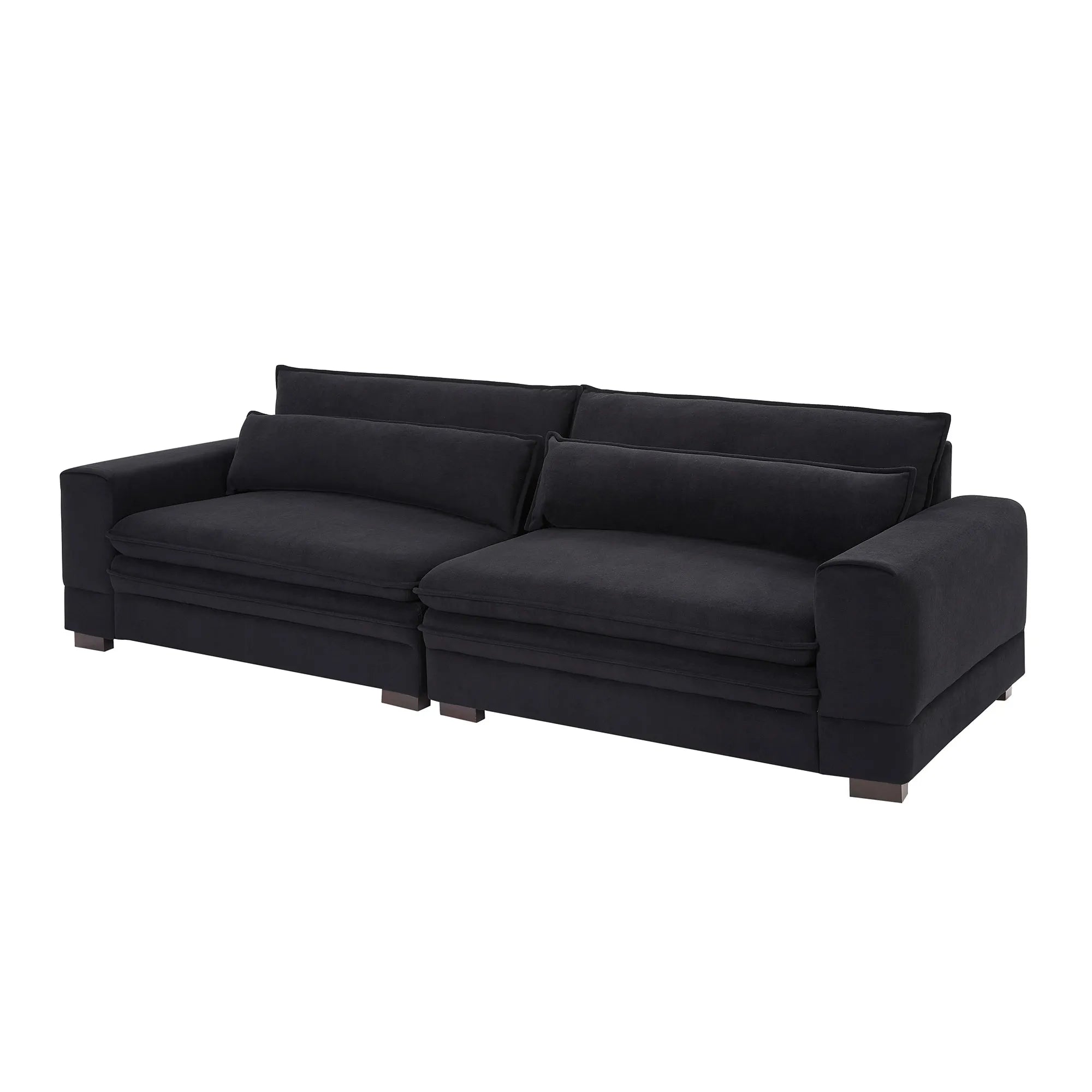 Oversized 3 Seater Deep Sofa, Pillow Top Couch, Black