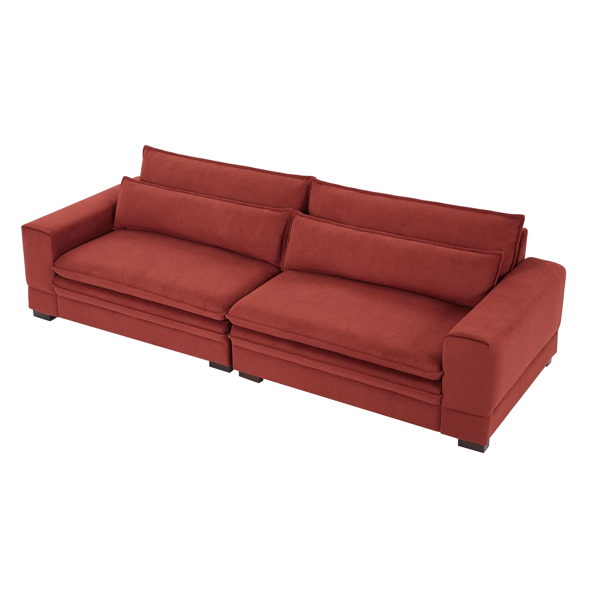 Oversized 3 Seater Deep Sofa, Pillow Top Couch, Red