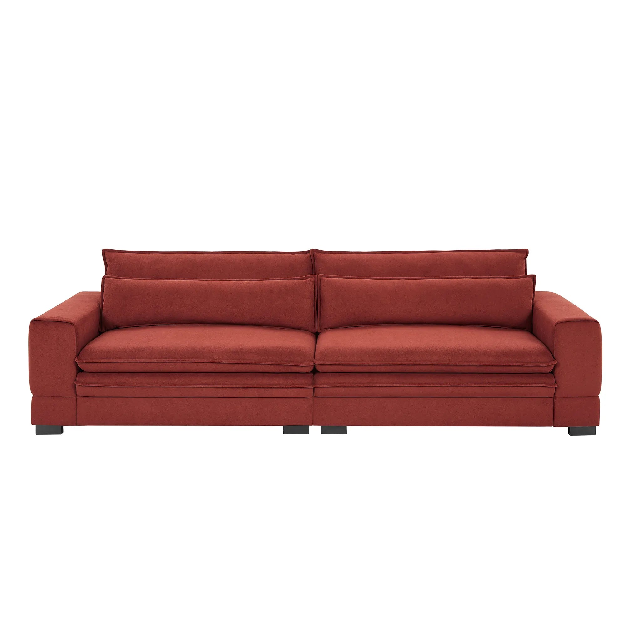Oversized 3 Seater Deep Sofa, Pillow Top Couch, Red