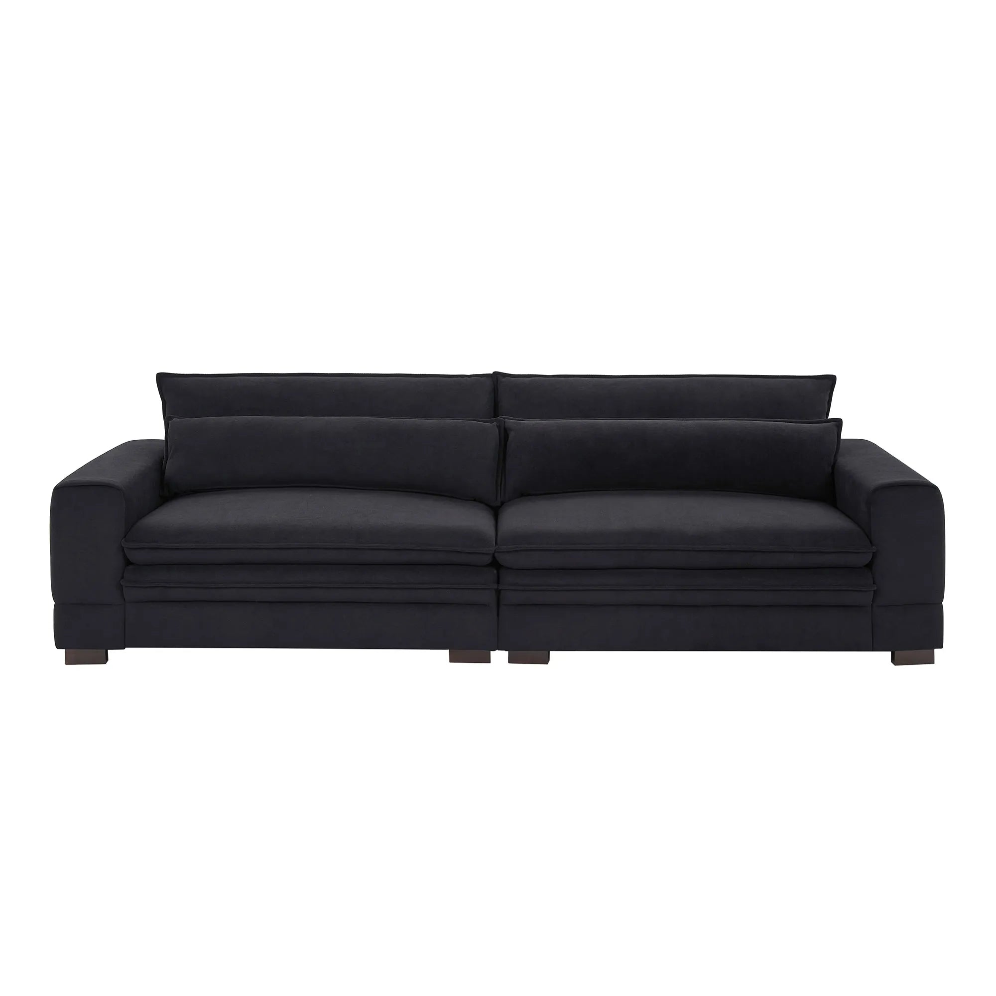 Oversized 3 Seater Deep Sofa, Pillow Top Couch, Black