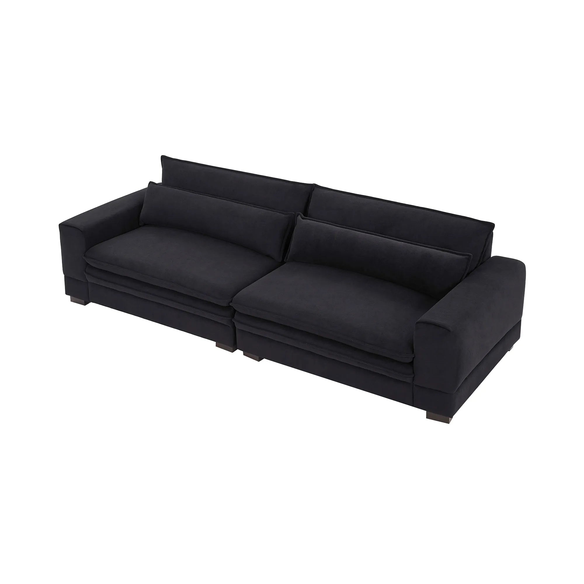 Oversized 3 Seater Deep Sofa, Pillow Top Couch, Black