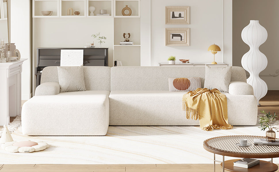 Modular Couch, L-Shaped Sofa with Chaise, Beige
