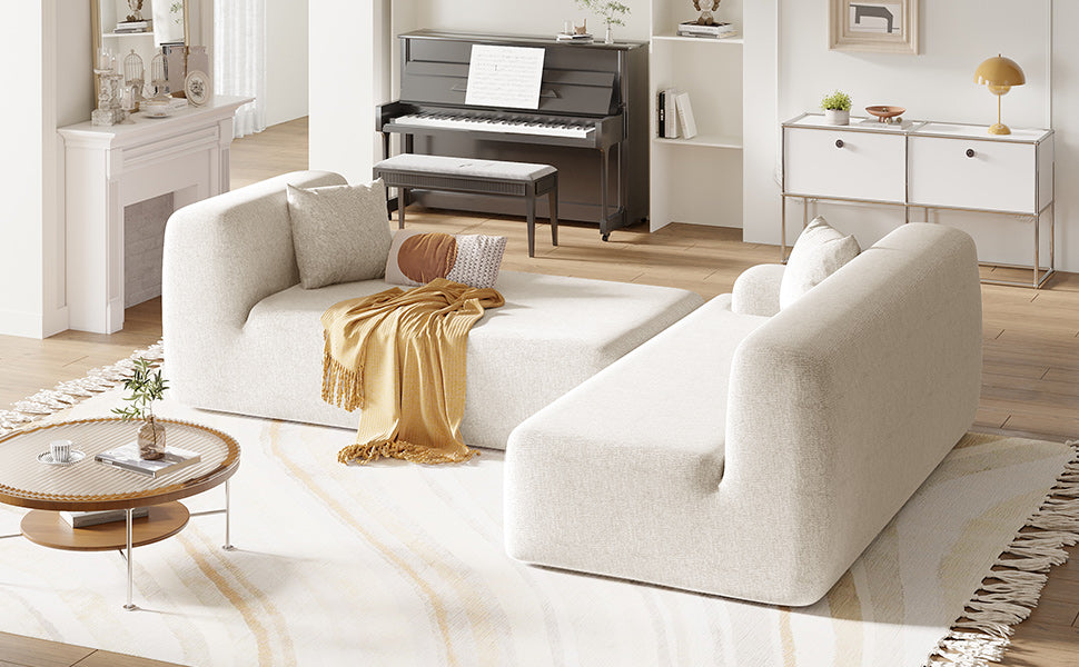 Modular Couch, L-Shaped Sofa with Chaise, Beige