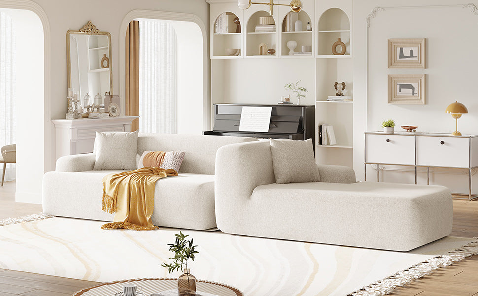 Modular Couch, L-Shaped Sofa with Chaise, Beige