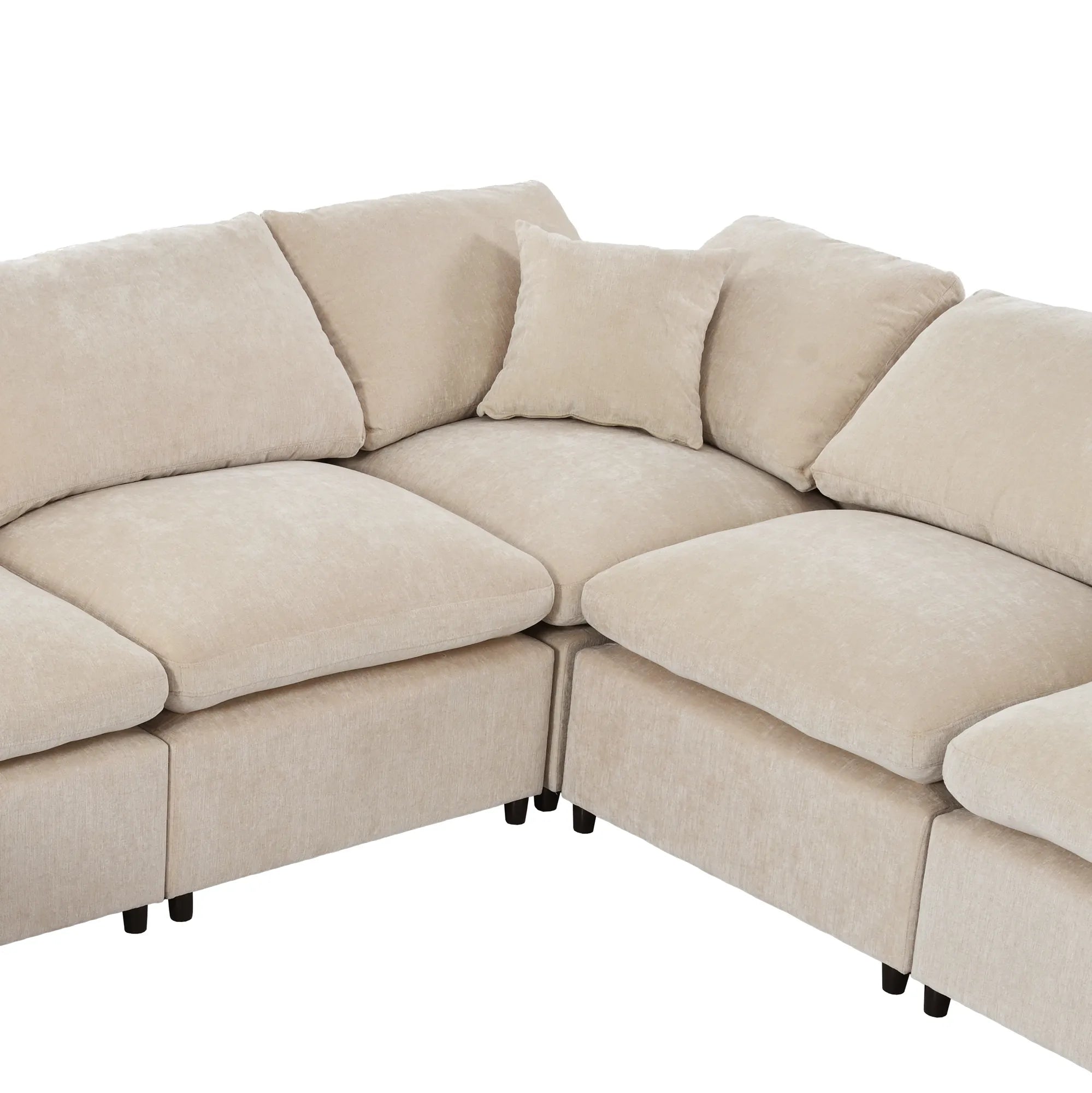 Large Modular Couch, U Shaped Sectional Sofa with Ottoman, Beige