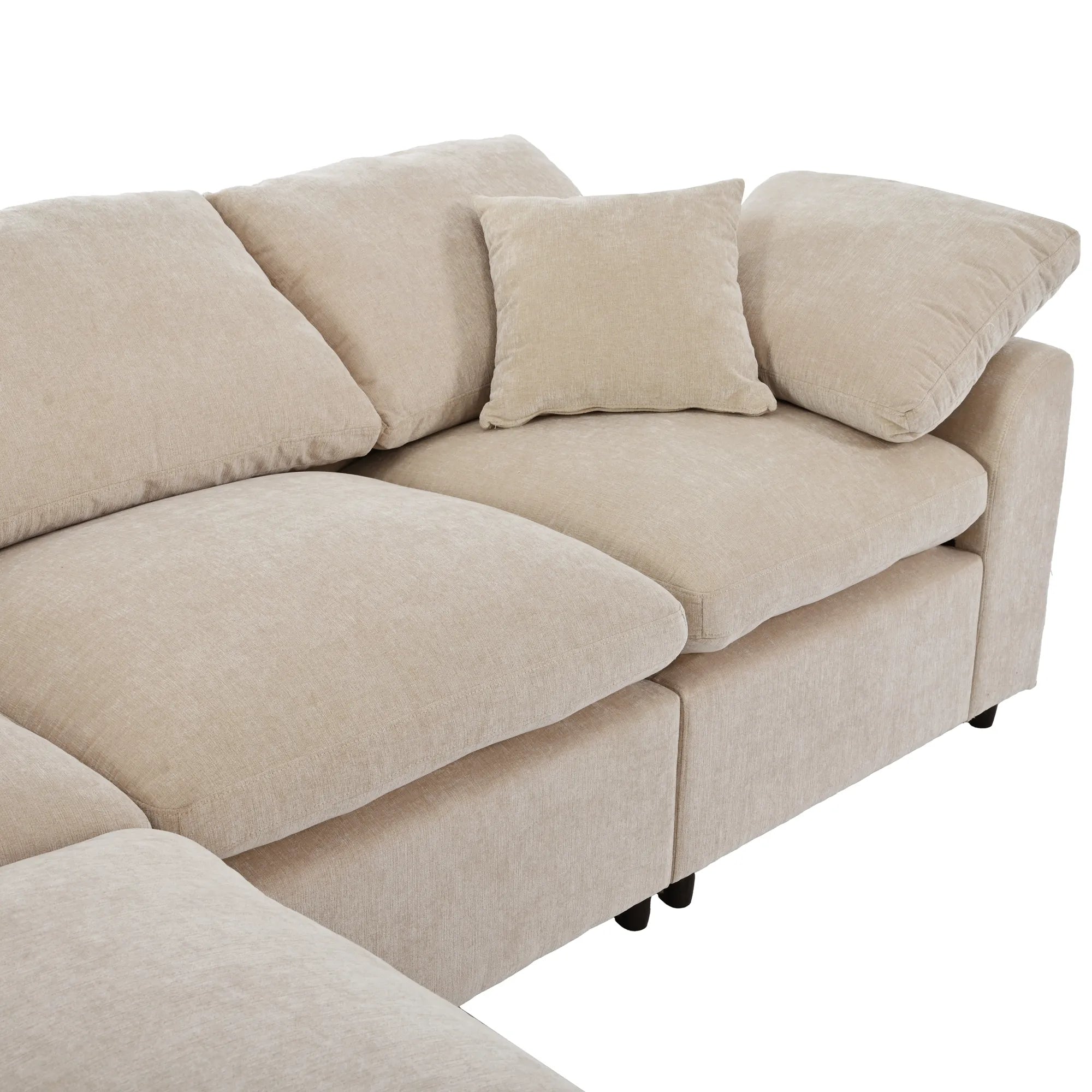 Large Modular Couch, U Shaped Sectional Sofa with Ottoman, Beige