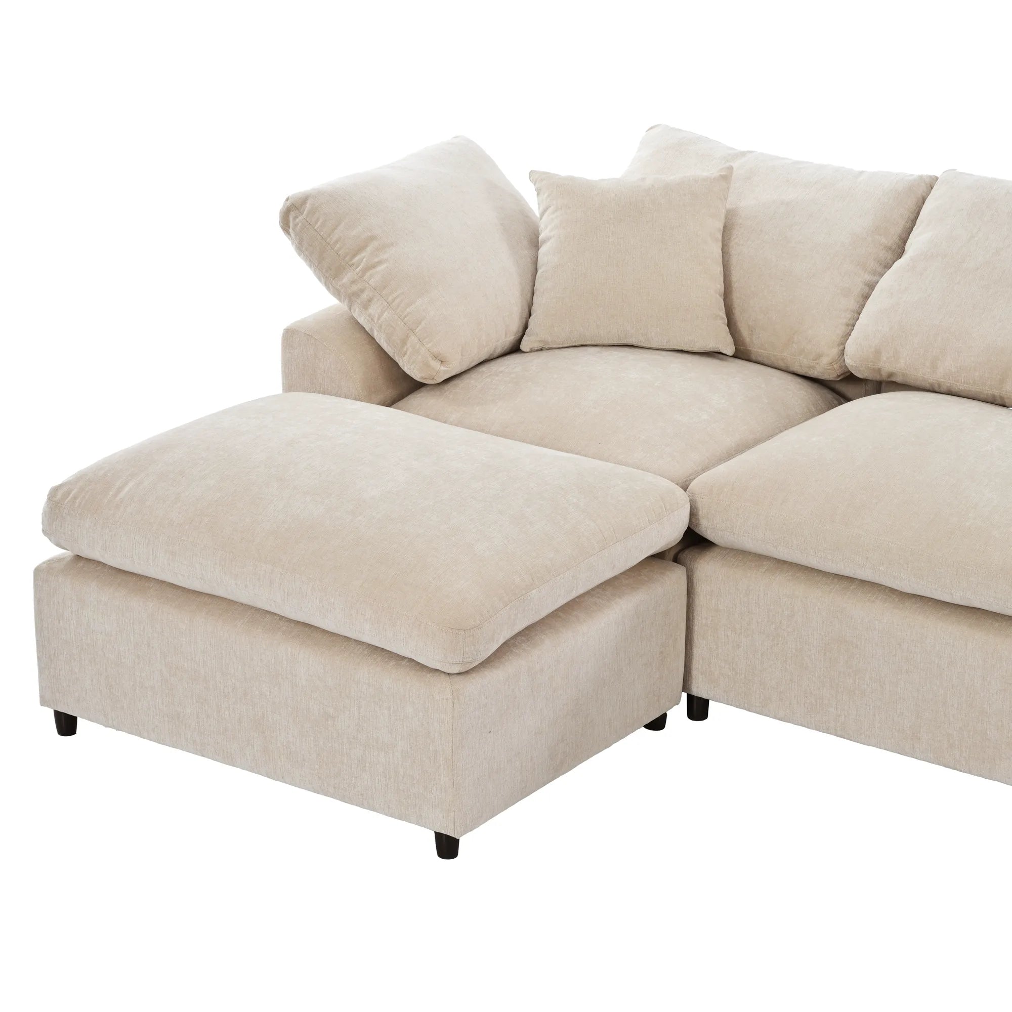 Large Modular Couch, U Shaped Sectional Sofa with Ottoman, Beige
