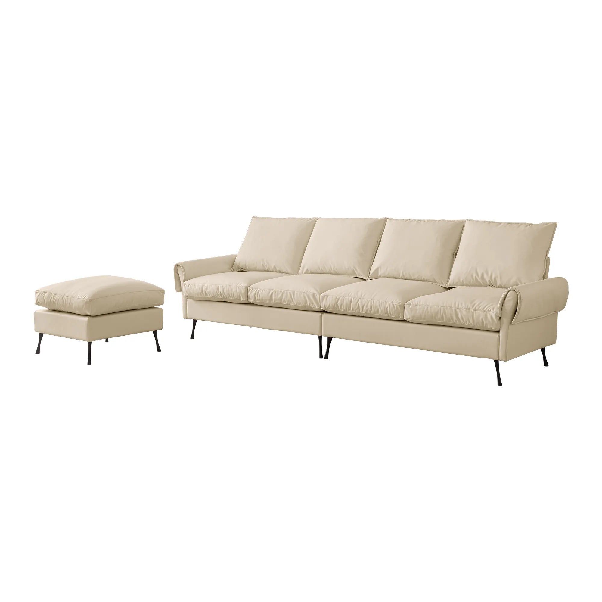 Louie Couch L-Shape, Sofa With Chaise Lounge - Beige