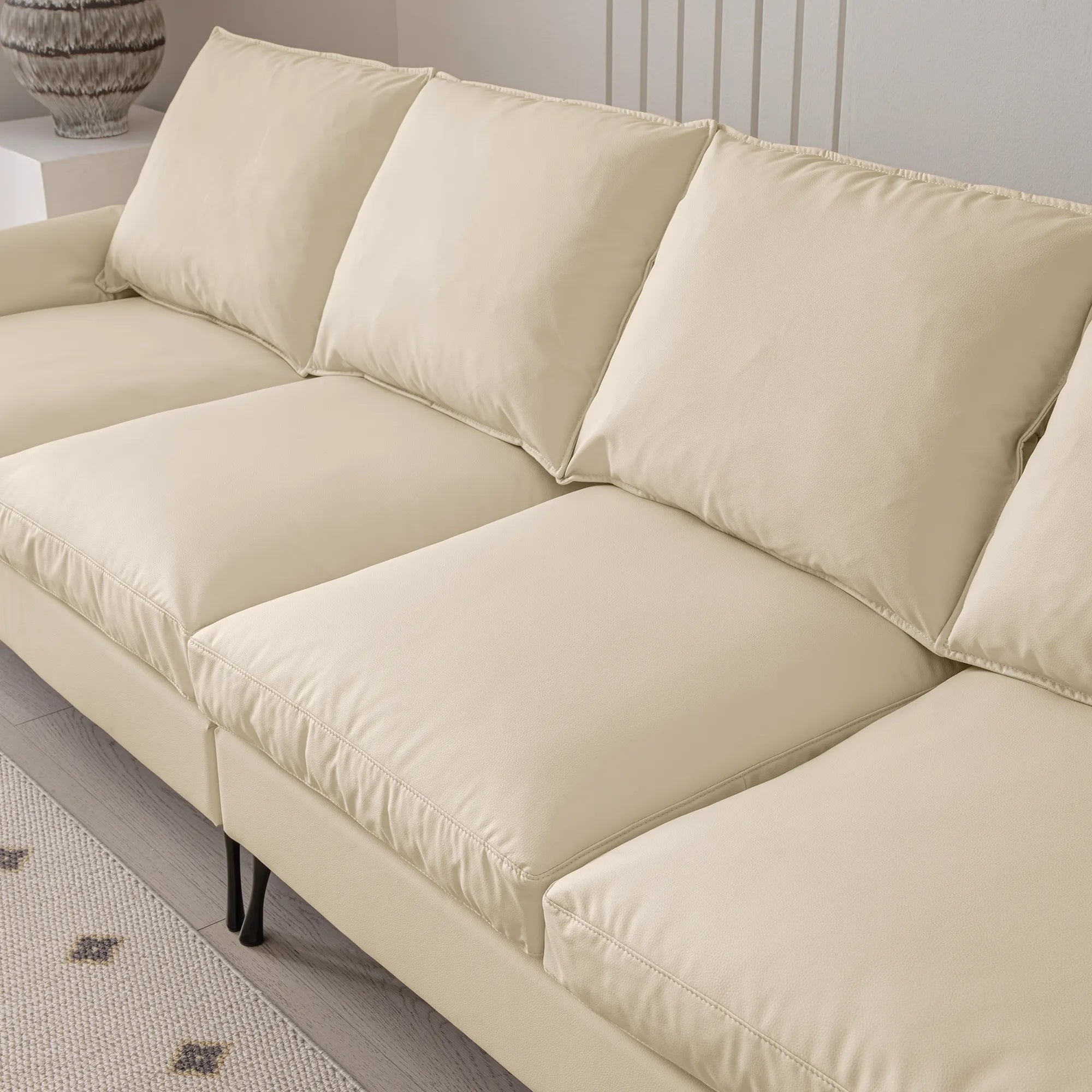 Louie Couch L-Shape, Sofa With Chaise Lounge - Beige