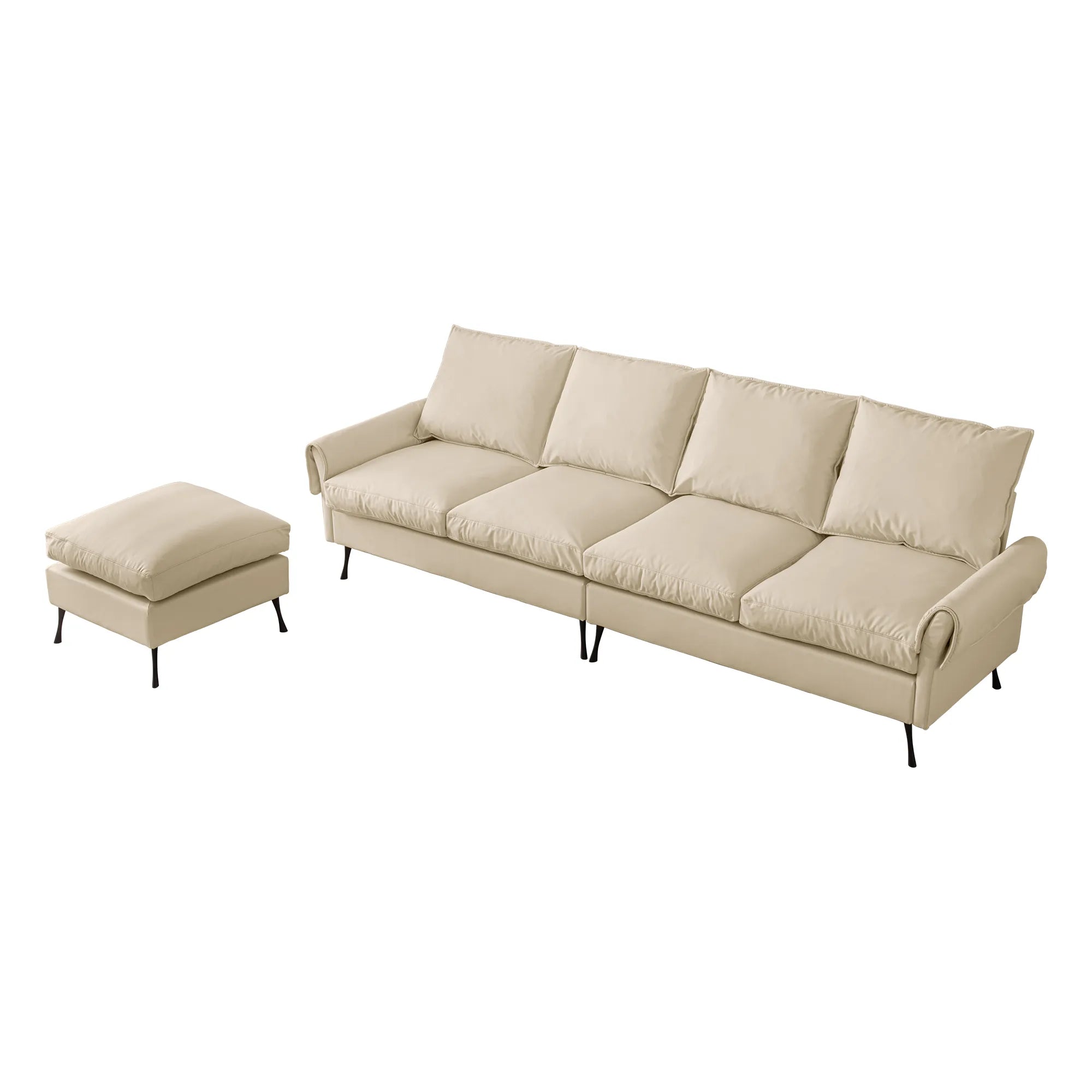 Louie Couch L-Shape, Sofa With Chaise Lounge - Beige