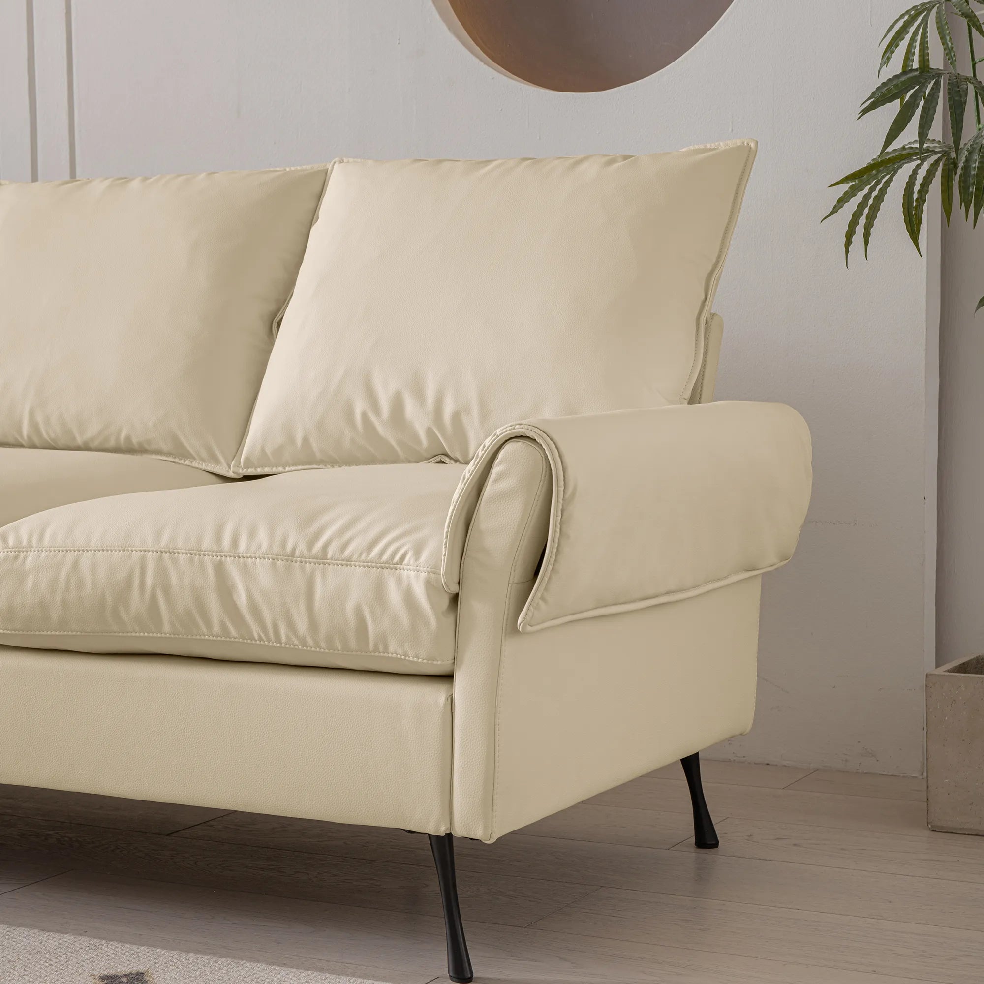 Louie Couch L-Shape, Sofa With Chaise Lounge - Beige