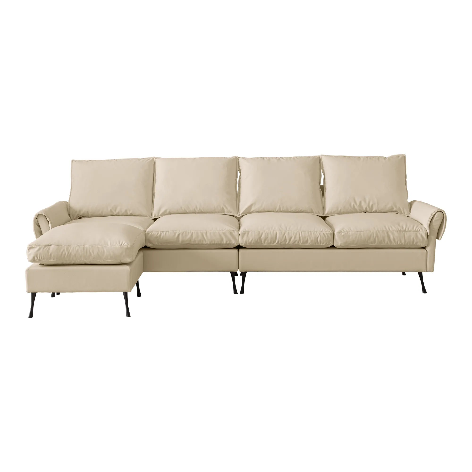 Louie Couch L-Shape, Sofa With Chaise Lounge - Beige