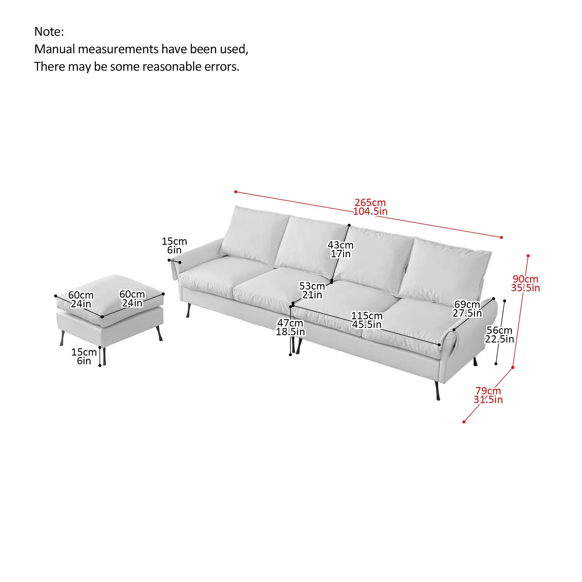 Louie Couch L-Shape, Sofa With Chaise Lounge - Beige