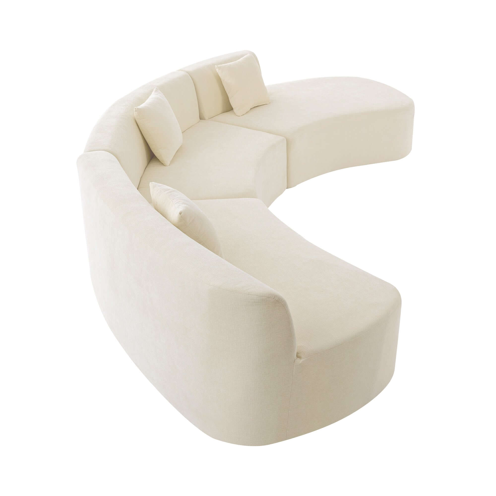 Curved Sofa, Modern Large Sectional Couch - Beige