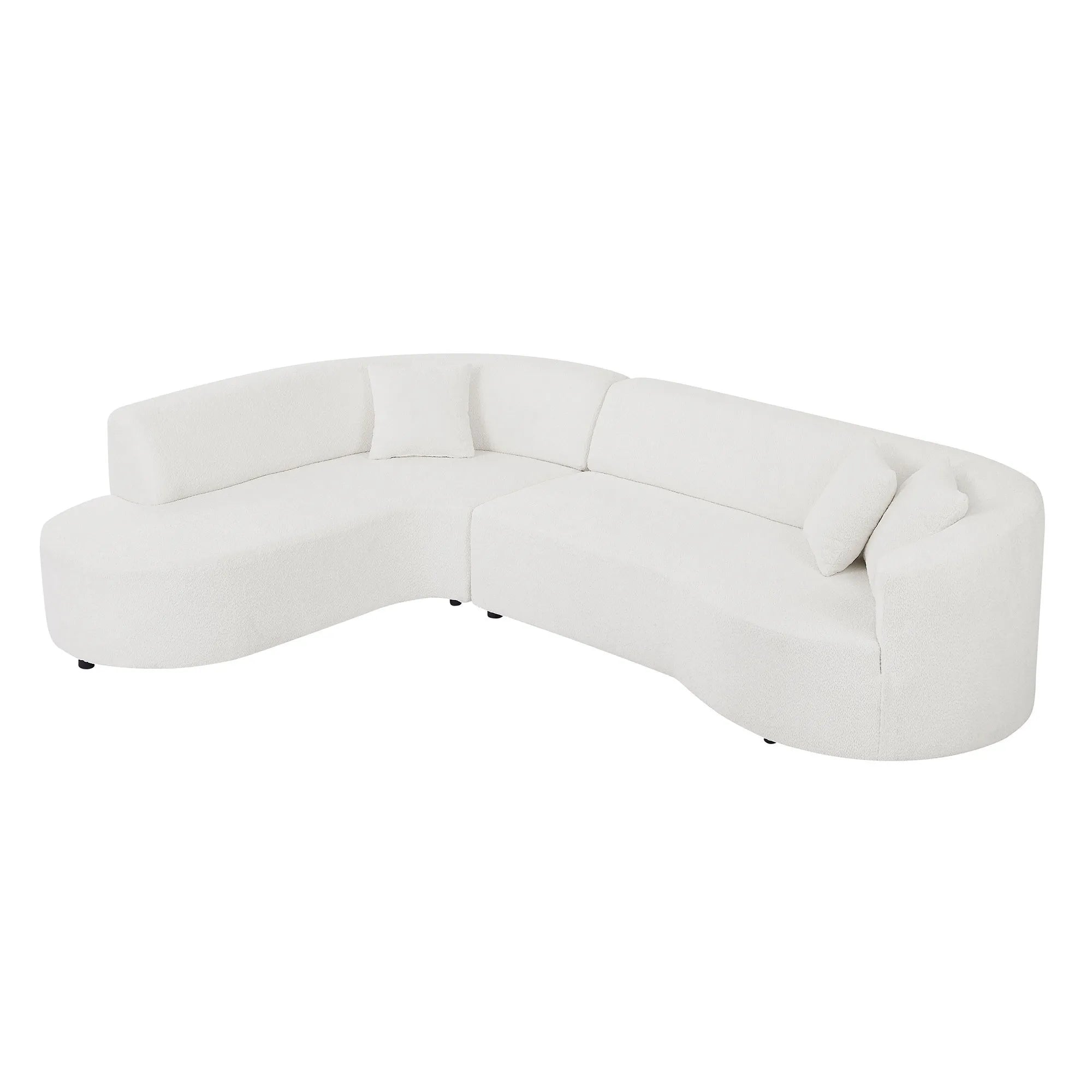 Luxury Curved Sofa, White Sectional Couch with Chaise