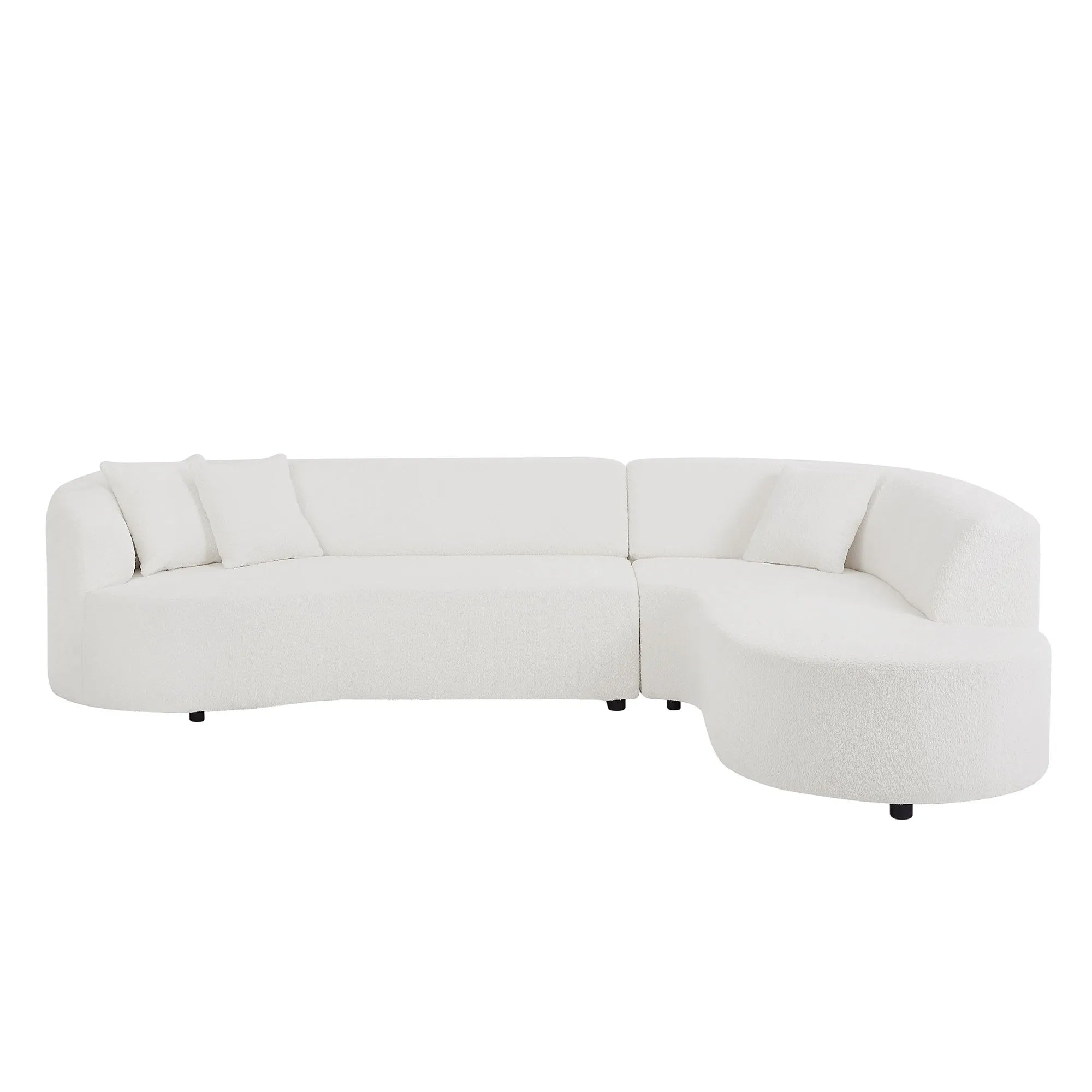 Luxury Curved Sofa, White Sectional Couch with Chaise