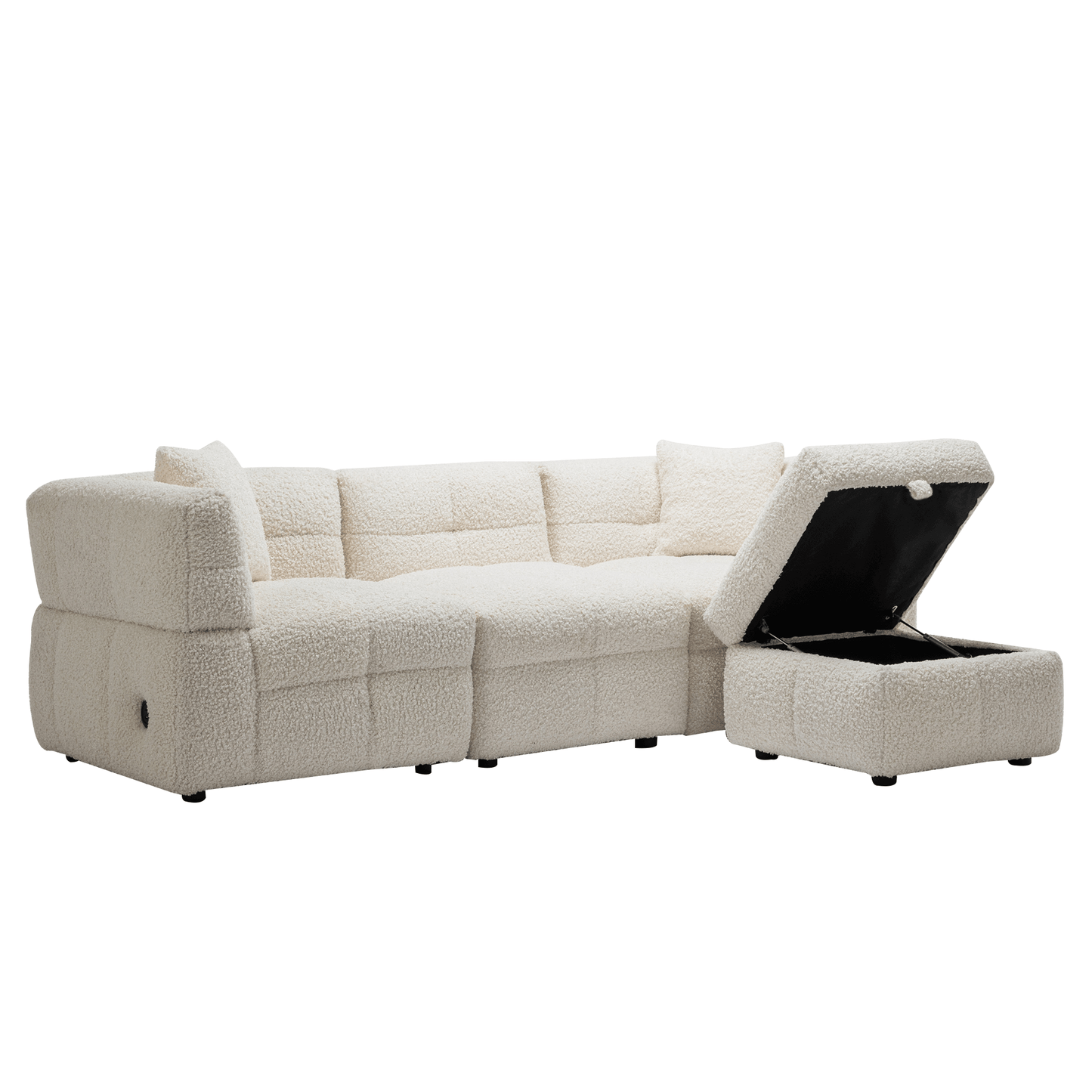 Small Couch, Sectional with Ottoman - Beige