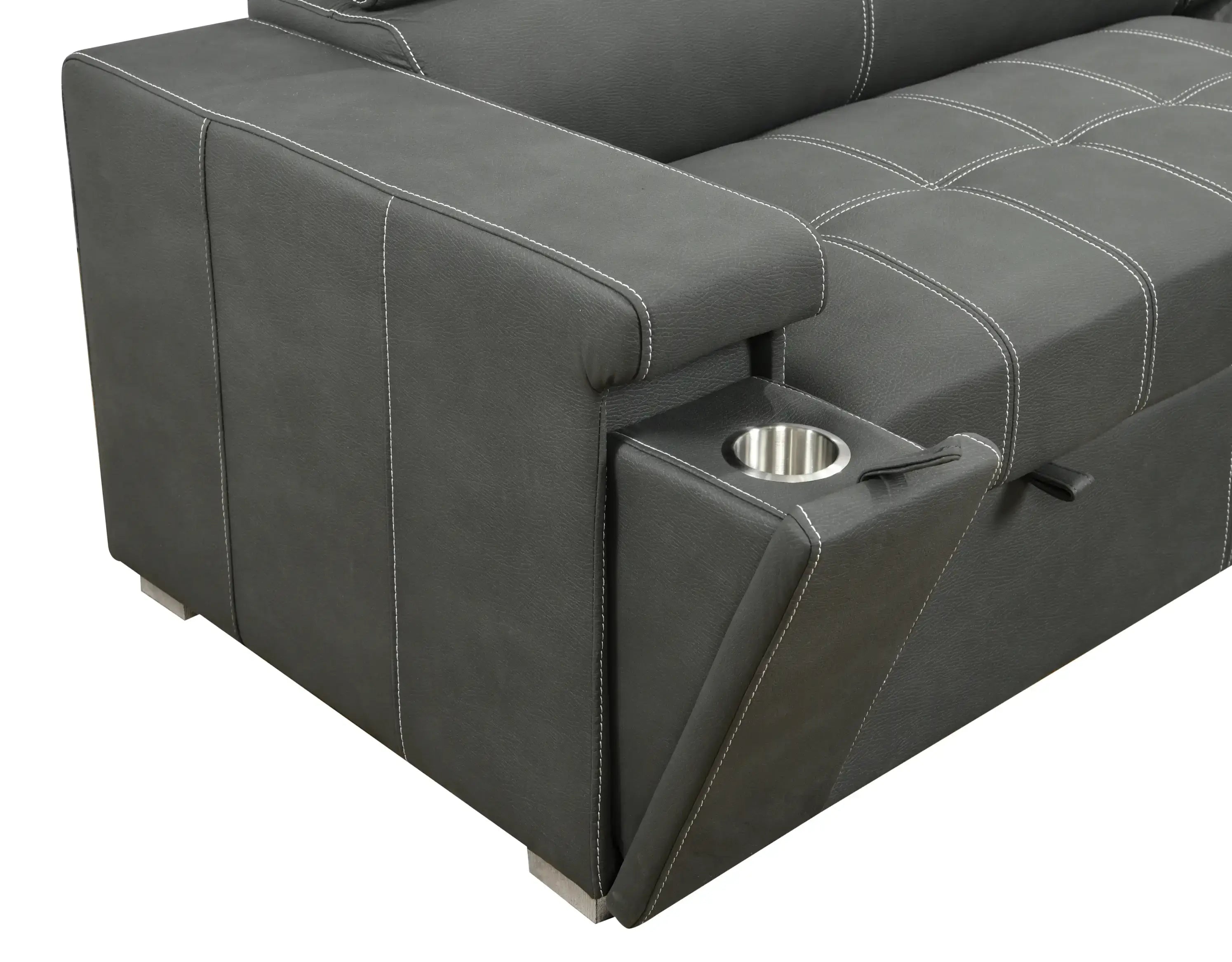 Louie L-Shaped Sofa Bed, Convertible Couch Pullout with Storage Chaise and Adjustable Headrest - Gray