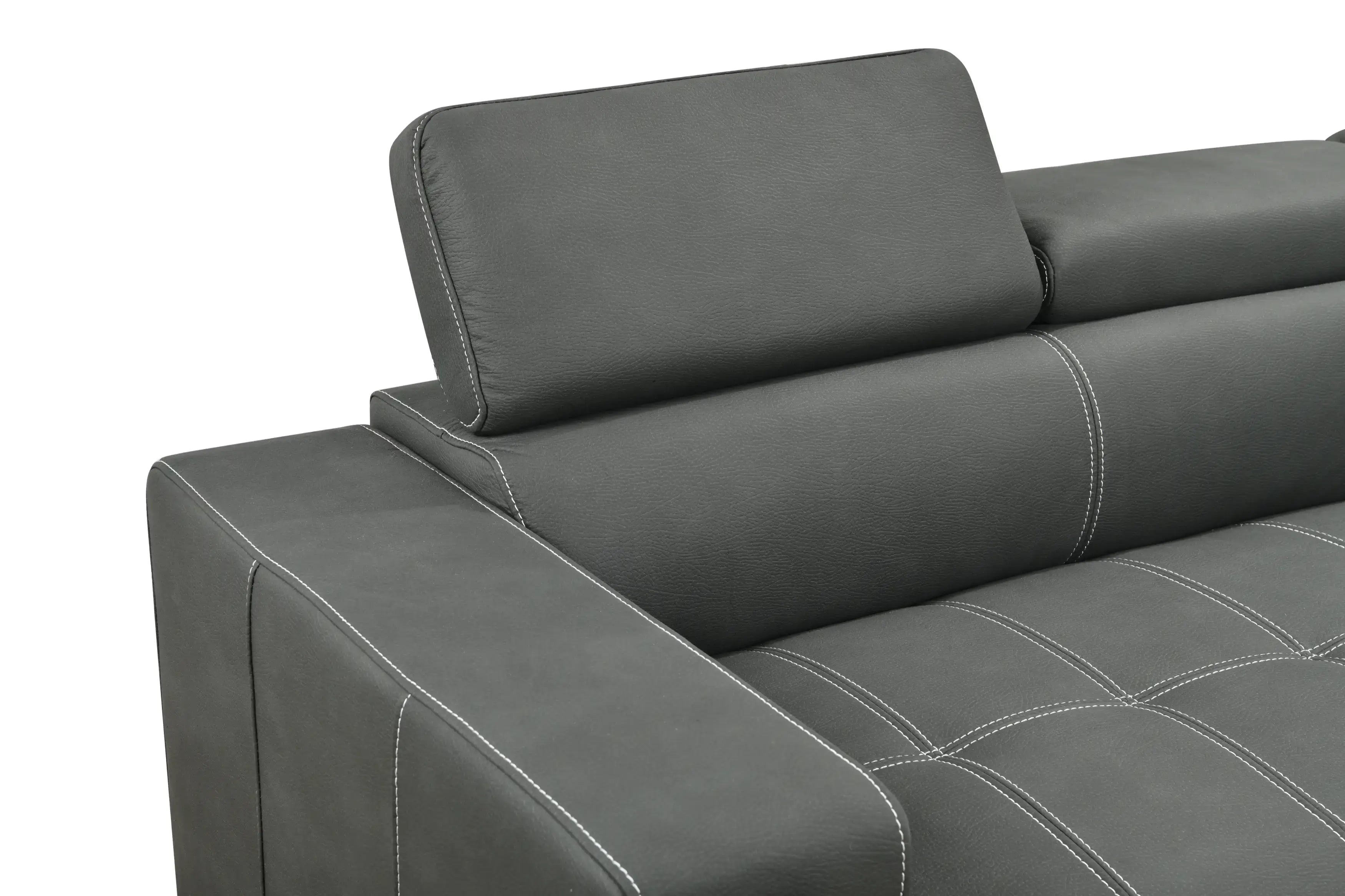 Louie L-Shaped Sofa Bed, Convertible Couch Pullout with Storage Chaise and Adjustable Headrest - Gray