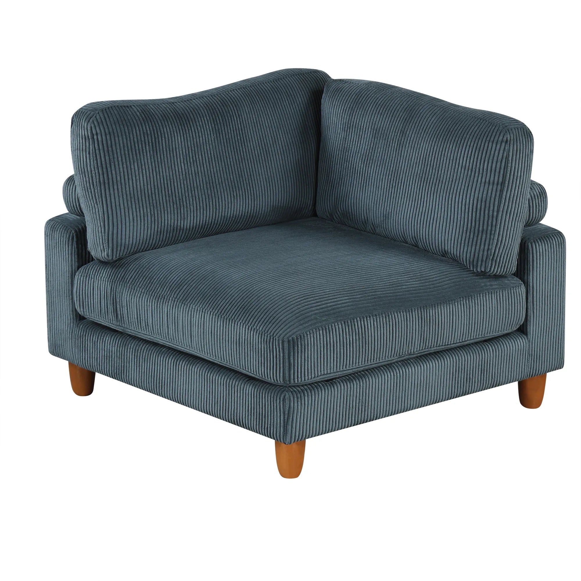 Large U-Shaped Sectional, Corduroy Couch with Ottoman, Blue