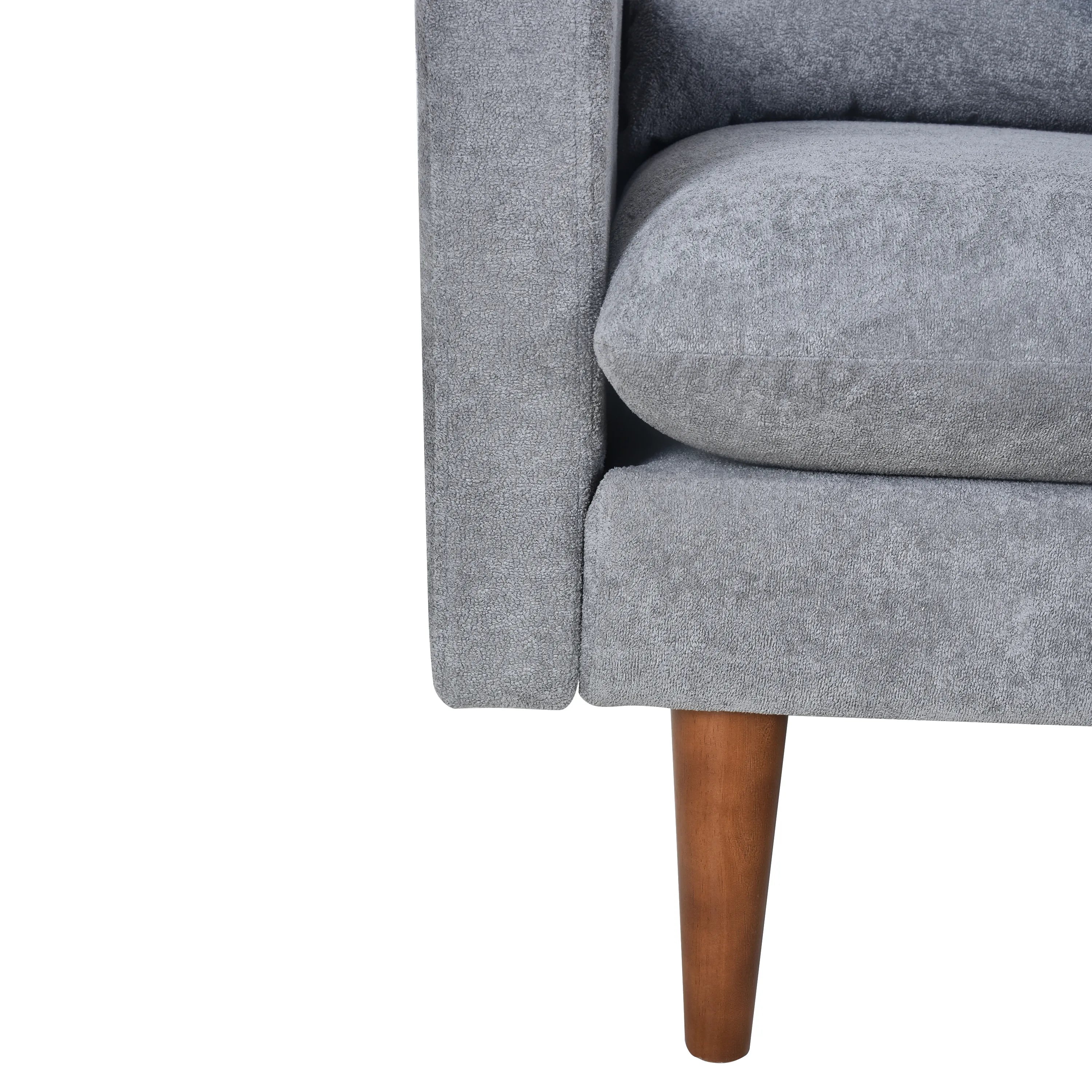 Louie Small Velvet Couch, L Shape Sofa with Chaise, Gray