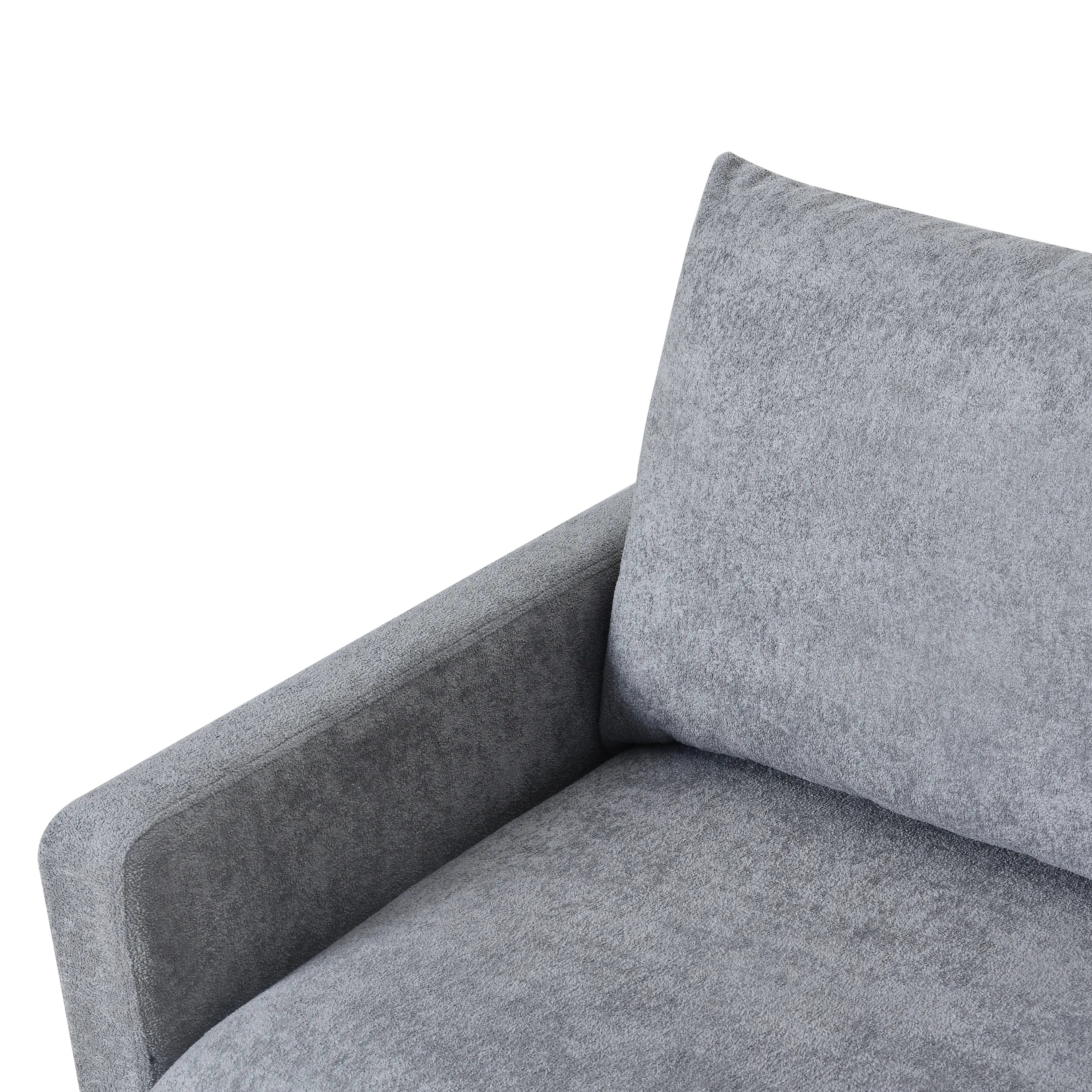 Louie Small Velvet Couch, L Shape Sofa with Chaise, Gray