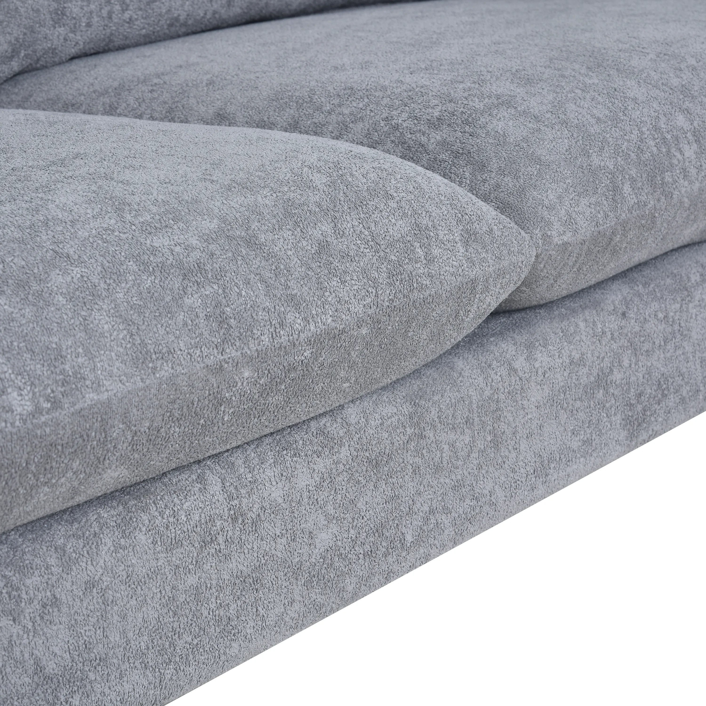 Louie Small Velvet Couch, L Shape Sofa with Chaise, Gray