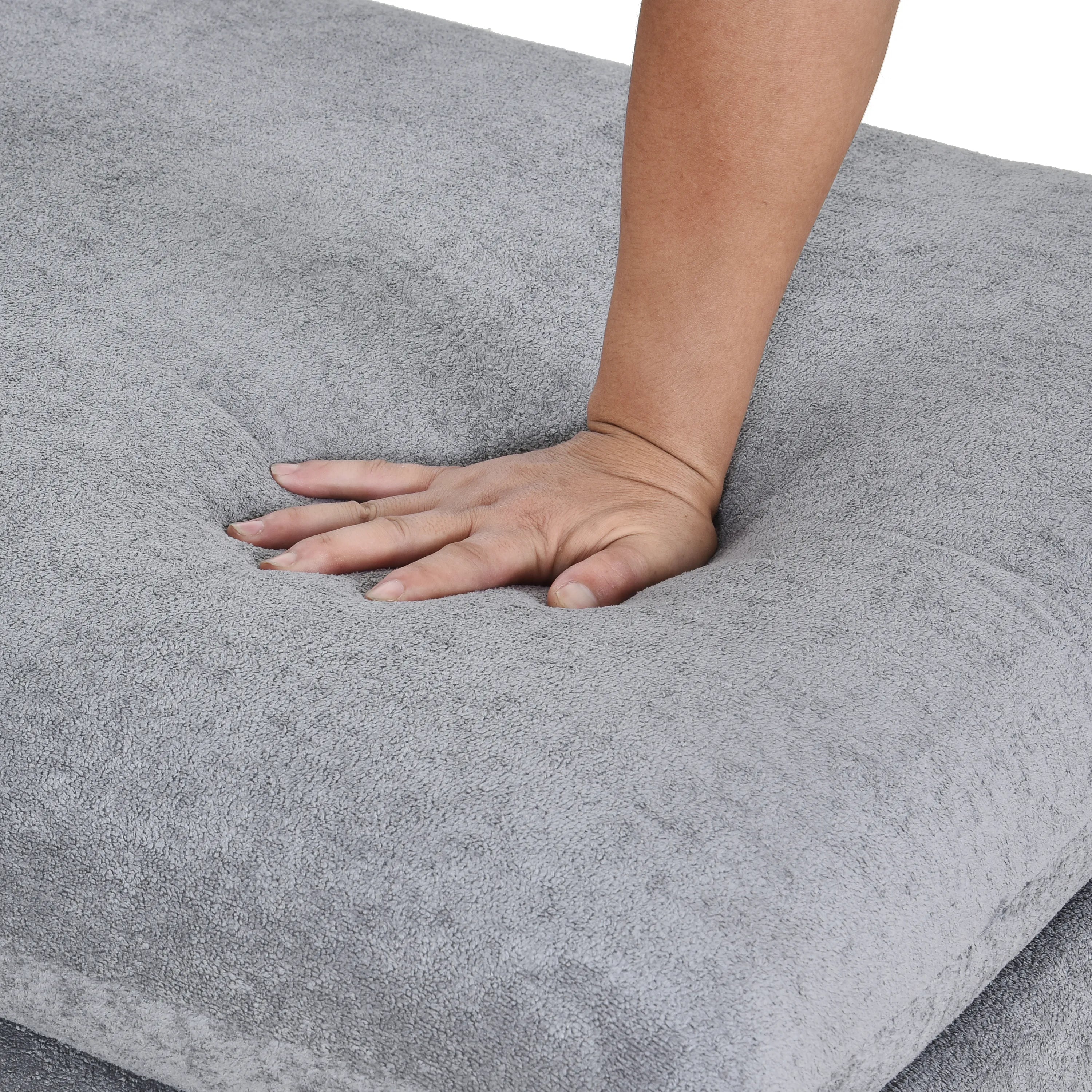 Louie Small Velvet Couch, L Shape Sofa with Chaise, Gray