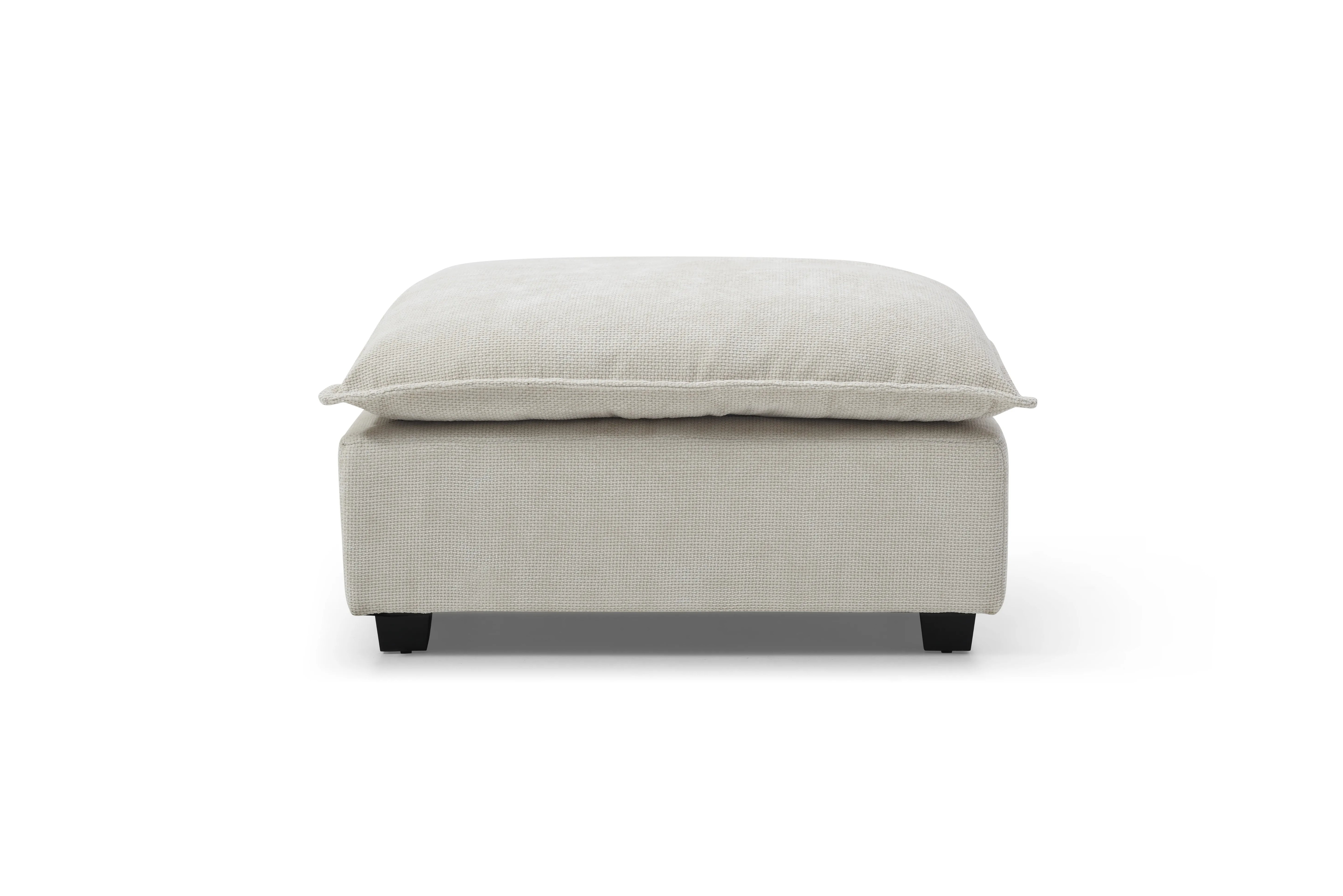 Plush Modular Sectional Sofa, L-Shaped Couch with Ottoman, Beige