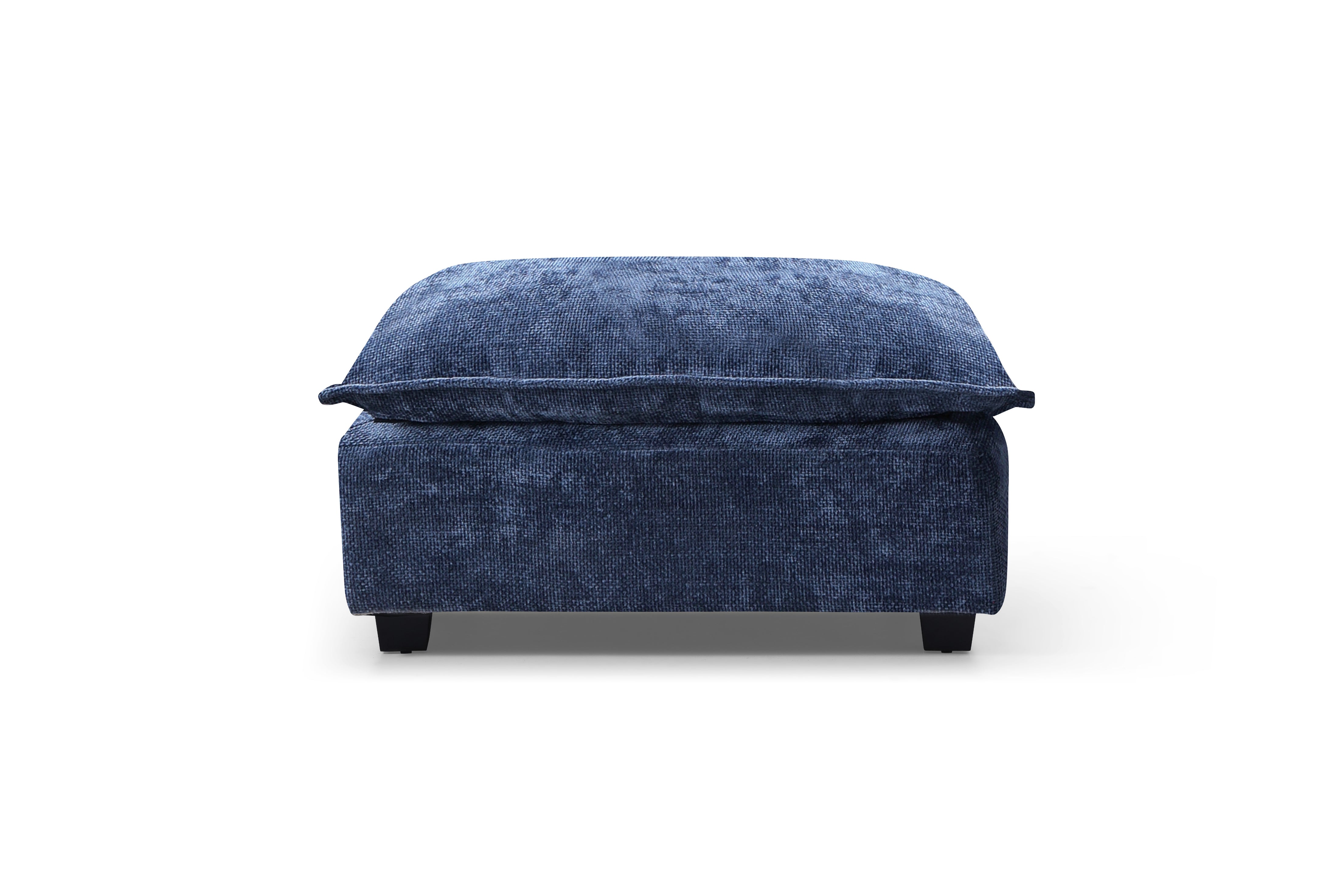 Plush Modular Sectional Sofa, L-Shaped Couch with Ottoman, Blue