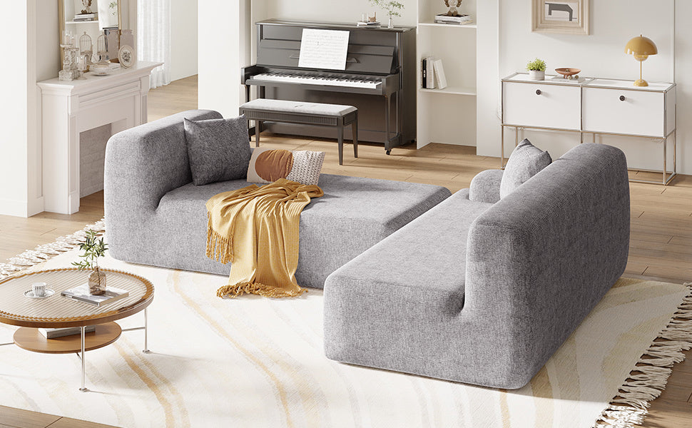 Modular Couch, L-Shaped Sofa with Chaise, Grey