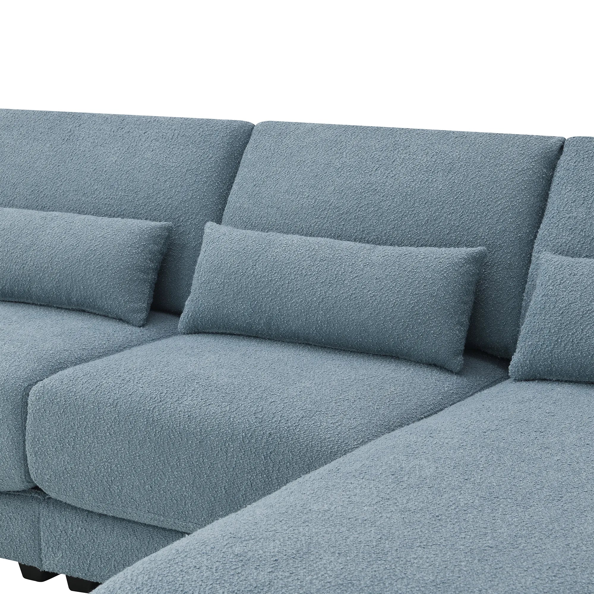 L Shape Couch, Deep Seat Sectional Sofa with Reversible Chaise, Blue