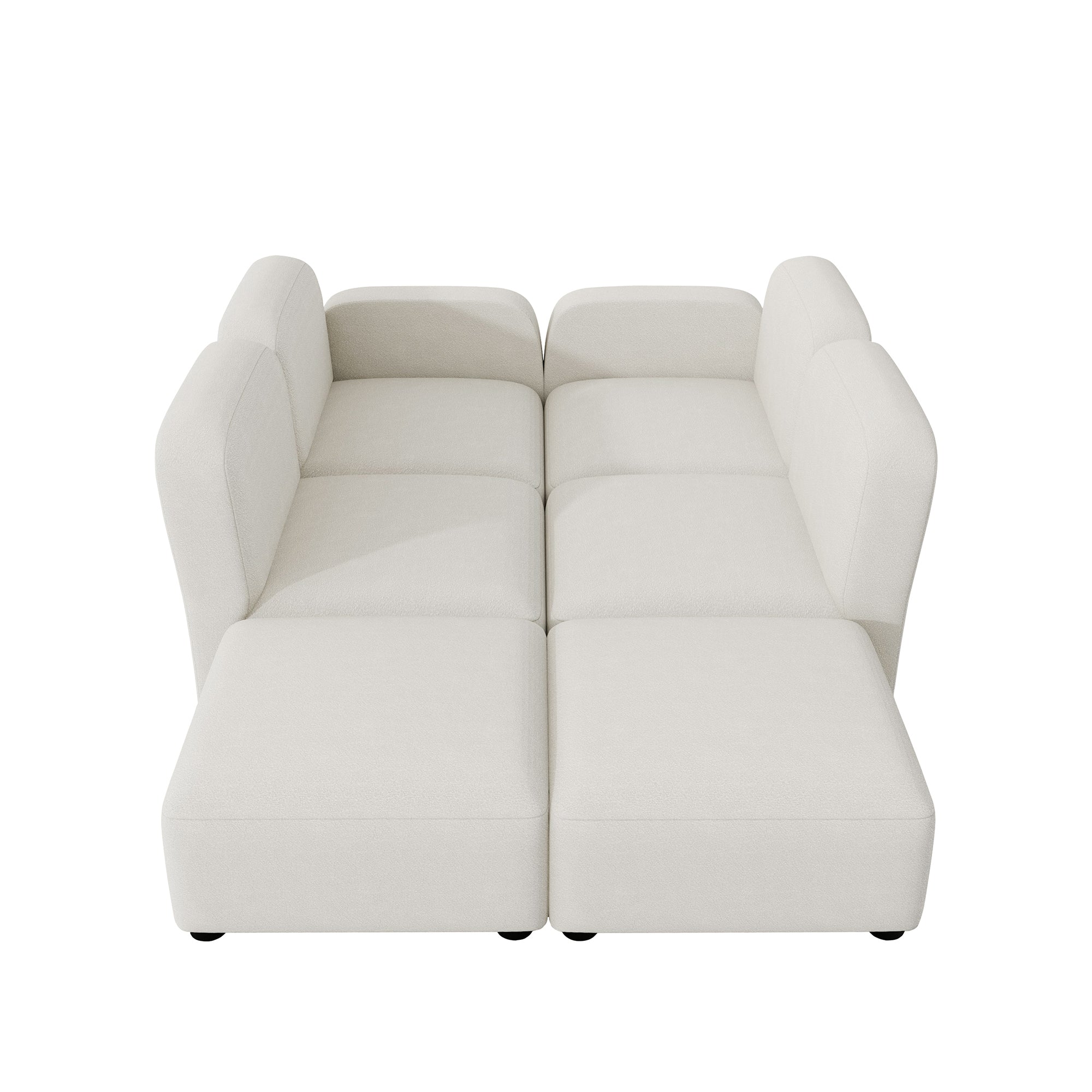 Modern U Shaped Sectional, Modular Comfy Couch with Ottoman, Beige