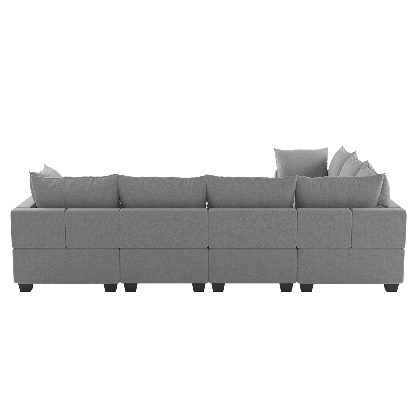 U Shaped Sectional, Modular Sofa with Ottoman and Storage, Gray
