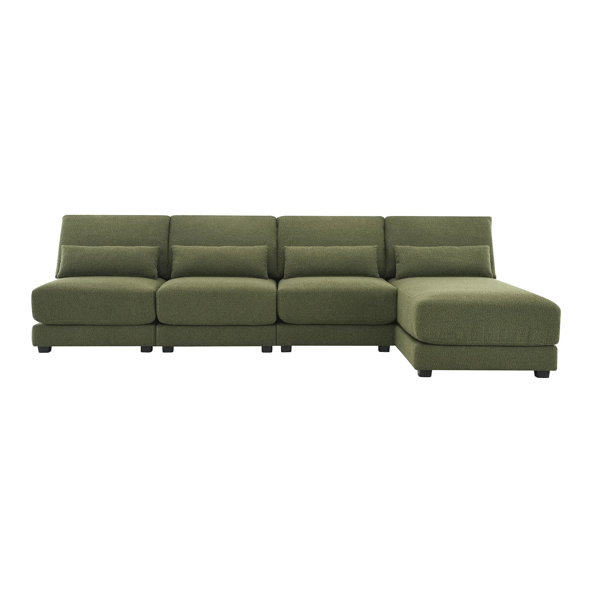 L Shape Couch, Deep Seat Sectional Sofa with Reversible Chaise, Green