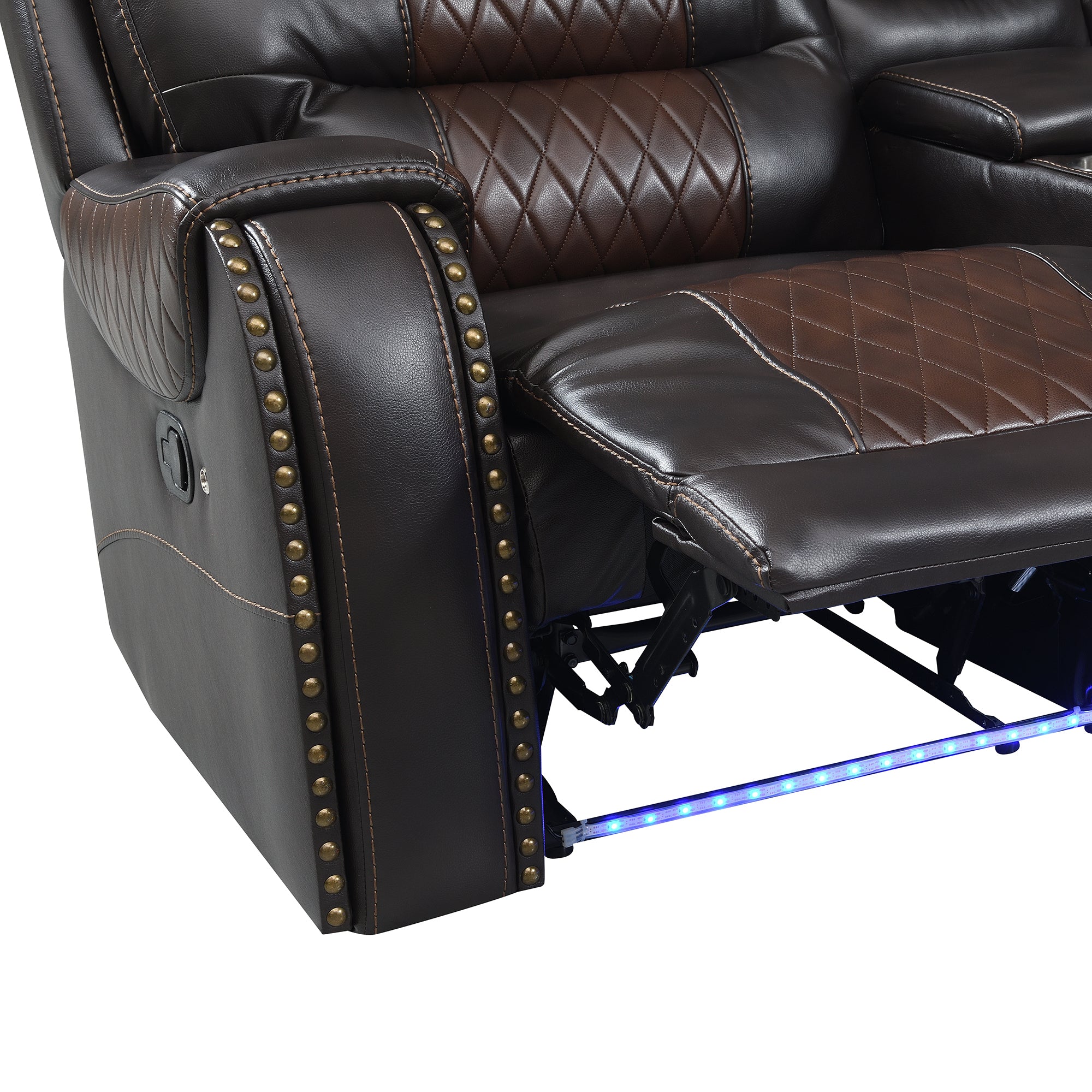 Luxury Reclining Sofa, Corner Sectional Couch Recliner, Brown