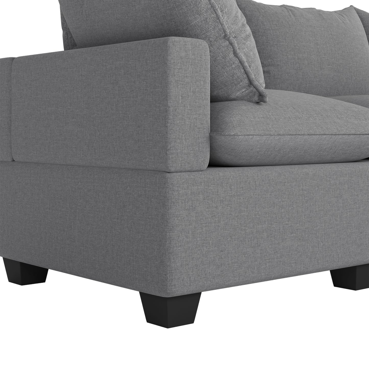 U Shaped Sectional, Modular Sofa with Ottoman and Storage, Gray